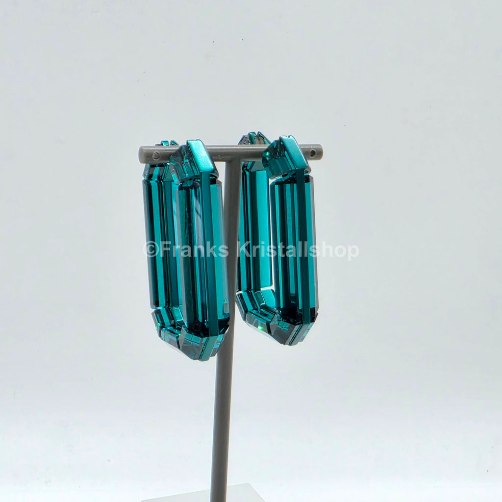 SWAROVSKI Lucent Kreolen Statement, Ohrringe Achteckform, Grün 5598374