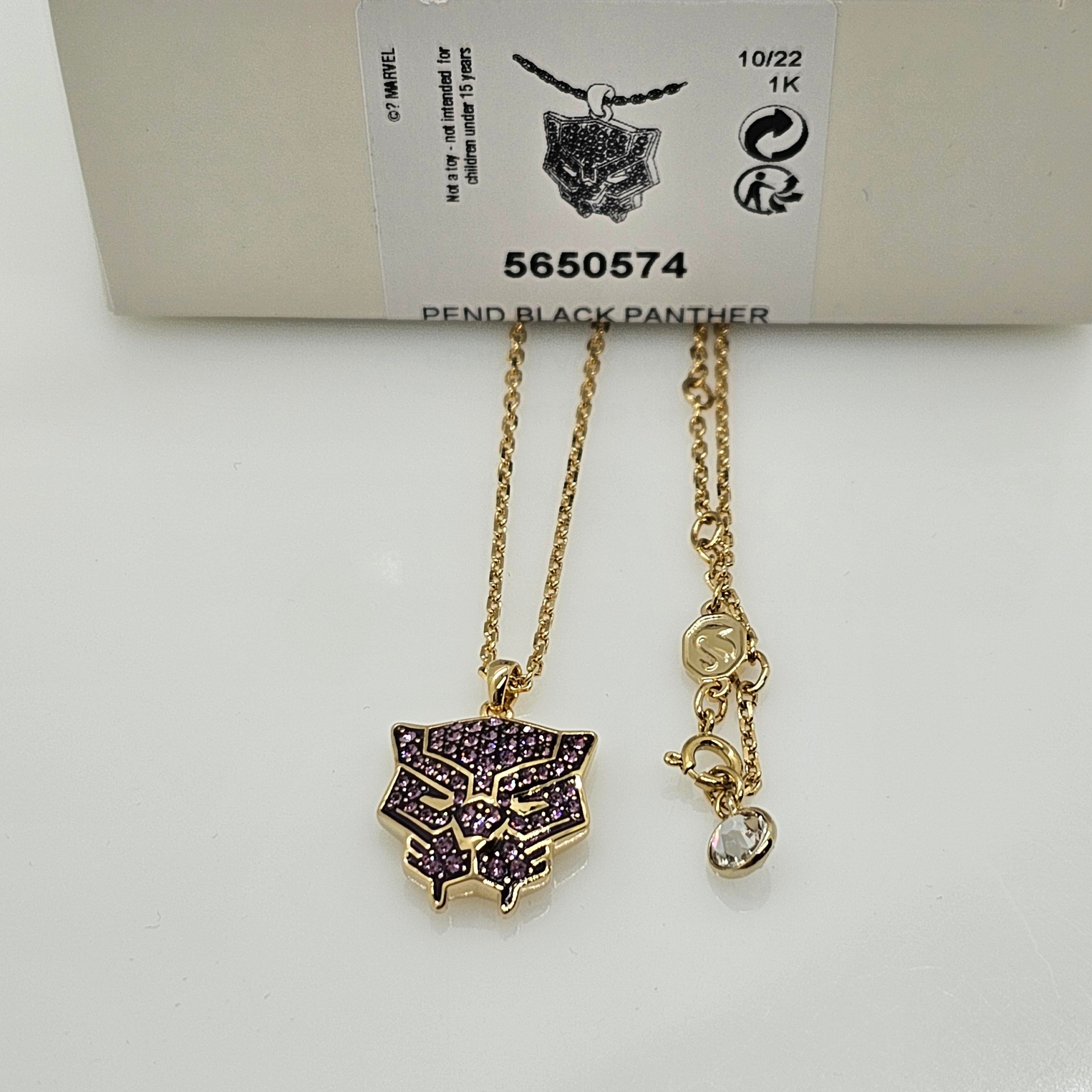 SWAROVSKI Marvel Black Panther Kette Violett, Goldlegierungsschicht 5650574