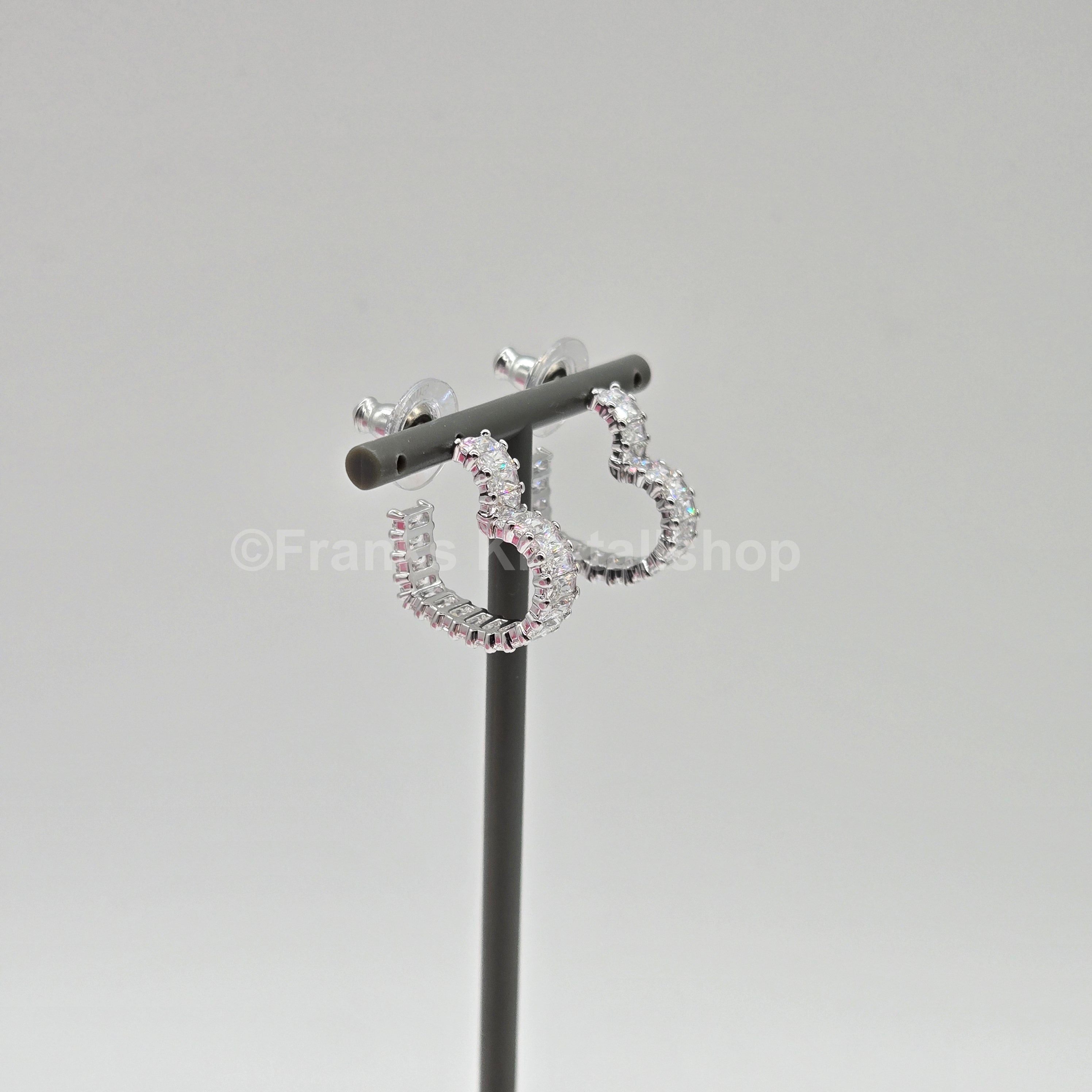 Swarovski Matrix Kreolen Herz Ohrringe, Klein, Weiß, Rhodiniert 5653170