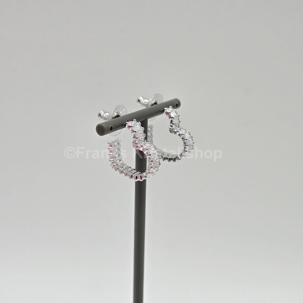 Swarovski Matrix Kreolen Herz Ohrringe, Klein, Weiß, Rhodiniert 5653170
