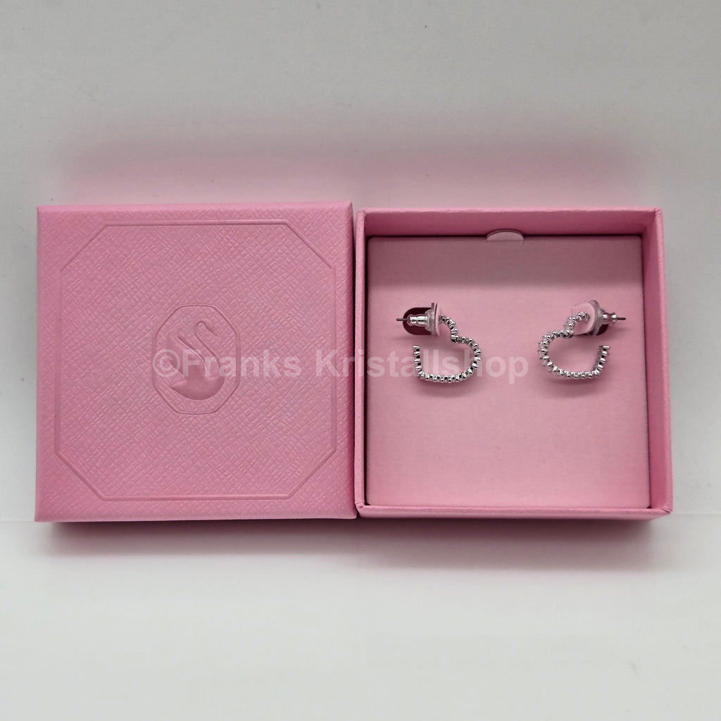 Swarovski Matrix Kreolen Herz Ohrringe, Klein, Weiß, Rhodiniert 5653170
