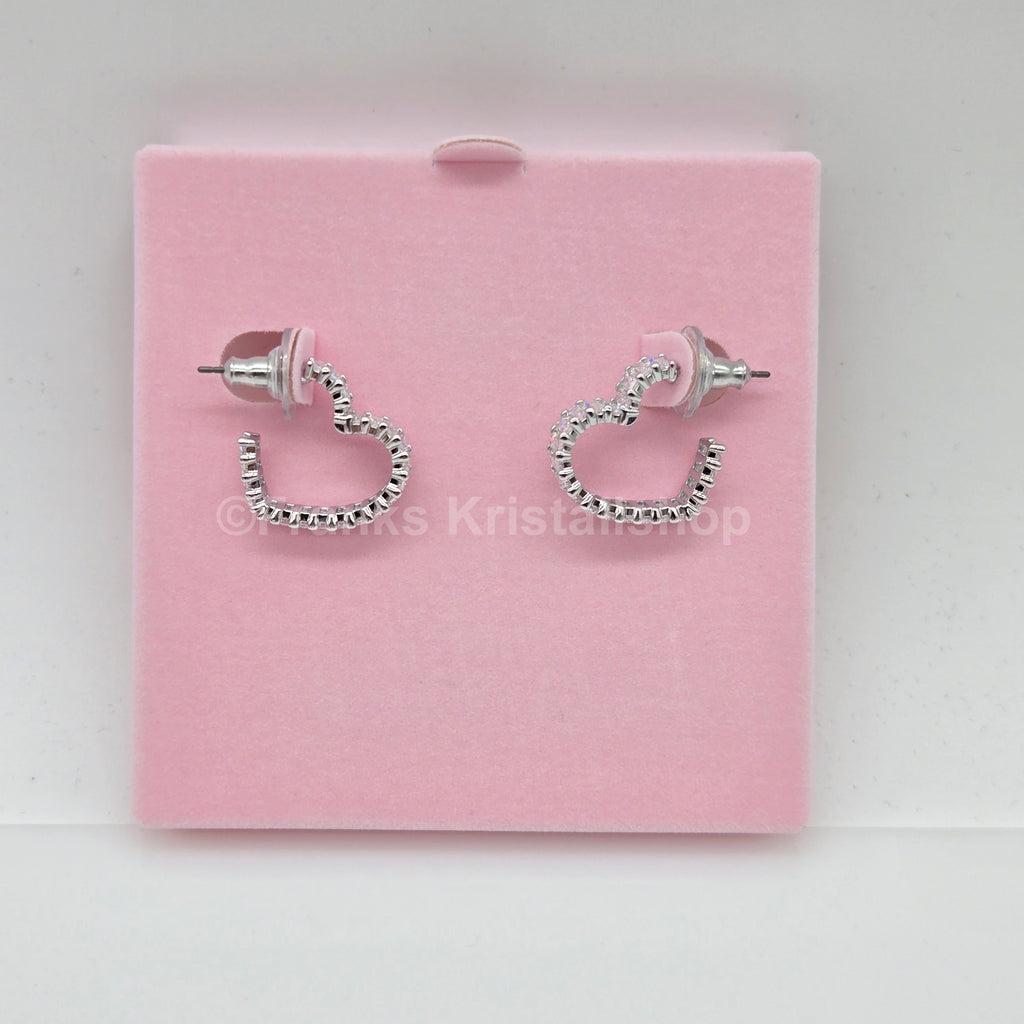 Swarovski Matrix Kreolen Herz Ohrringe, Klein, Weiß, Rhodiniert 5653170