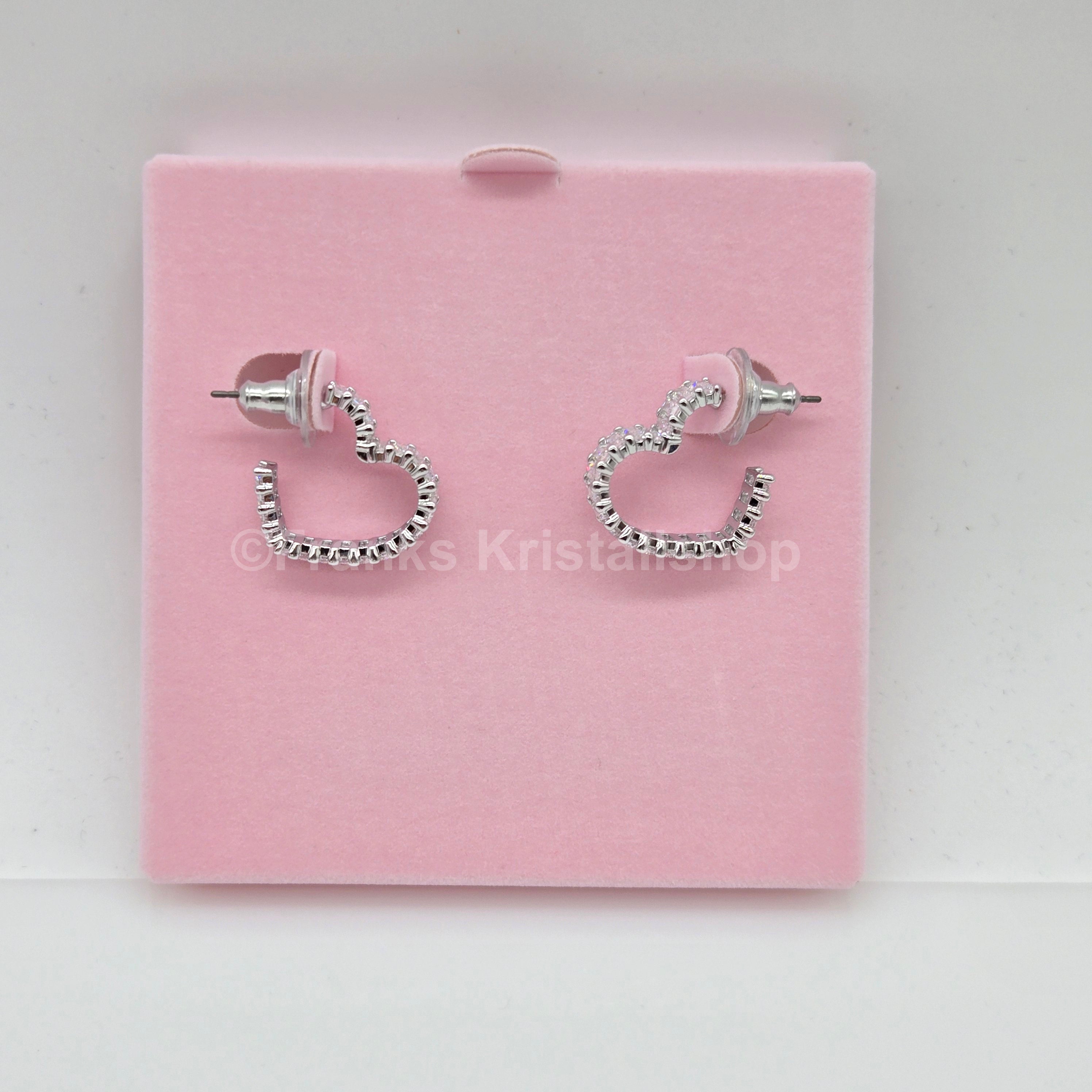 Swarovski Matrix Kreolen Herz Ohrringe, Klein, Weiß, Rhodiniert 5653170