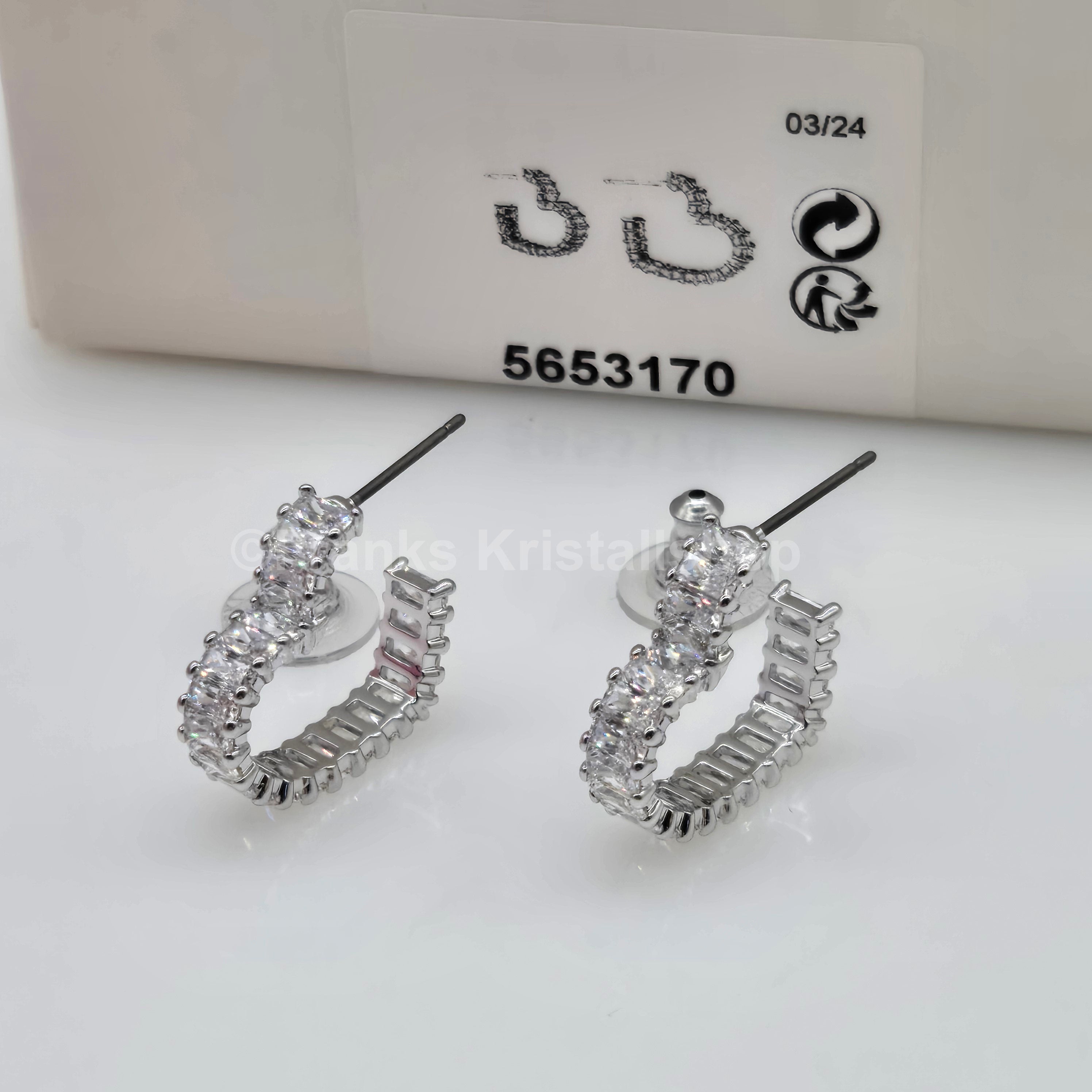 Swarovski Matrix Kreolen Herz Ohrringe, Klein, Weiß, Rhodiniert 5653170