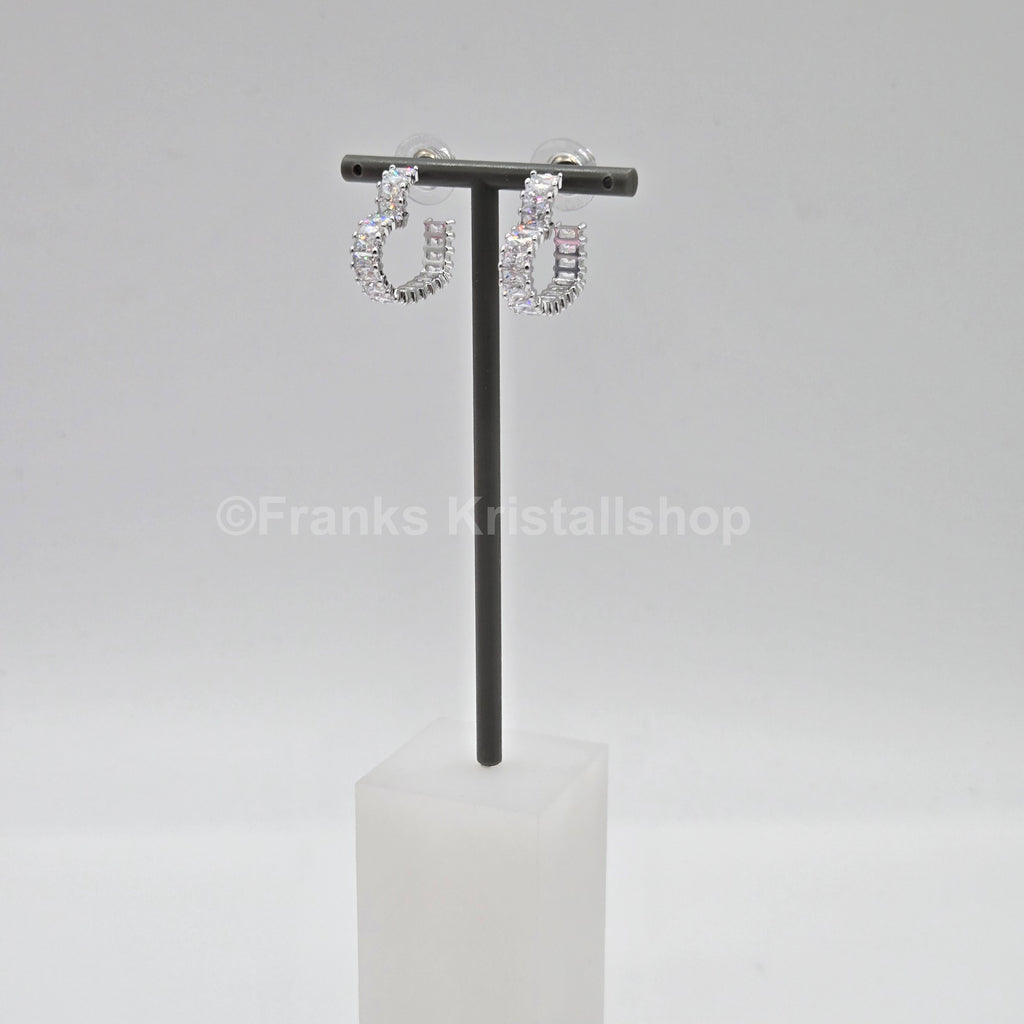 Swarovski Matrix Kreolen Herz Ohrringe, Klein, Weiß, Rhodiniert 5653170