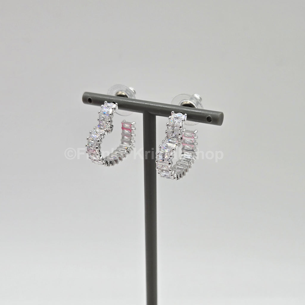 Swarovski Matrix Kreolen Herz Ohrringe, Klein, Weiß, Rhodiniert 5653170