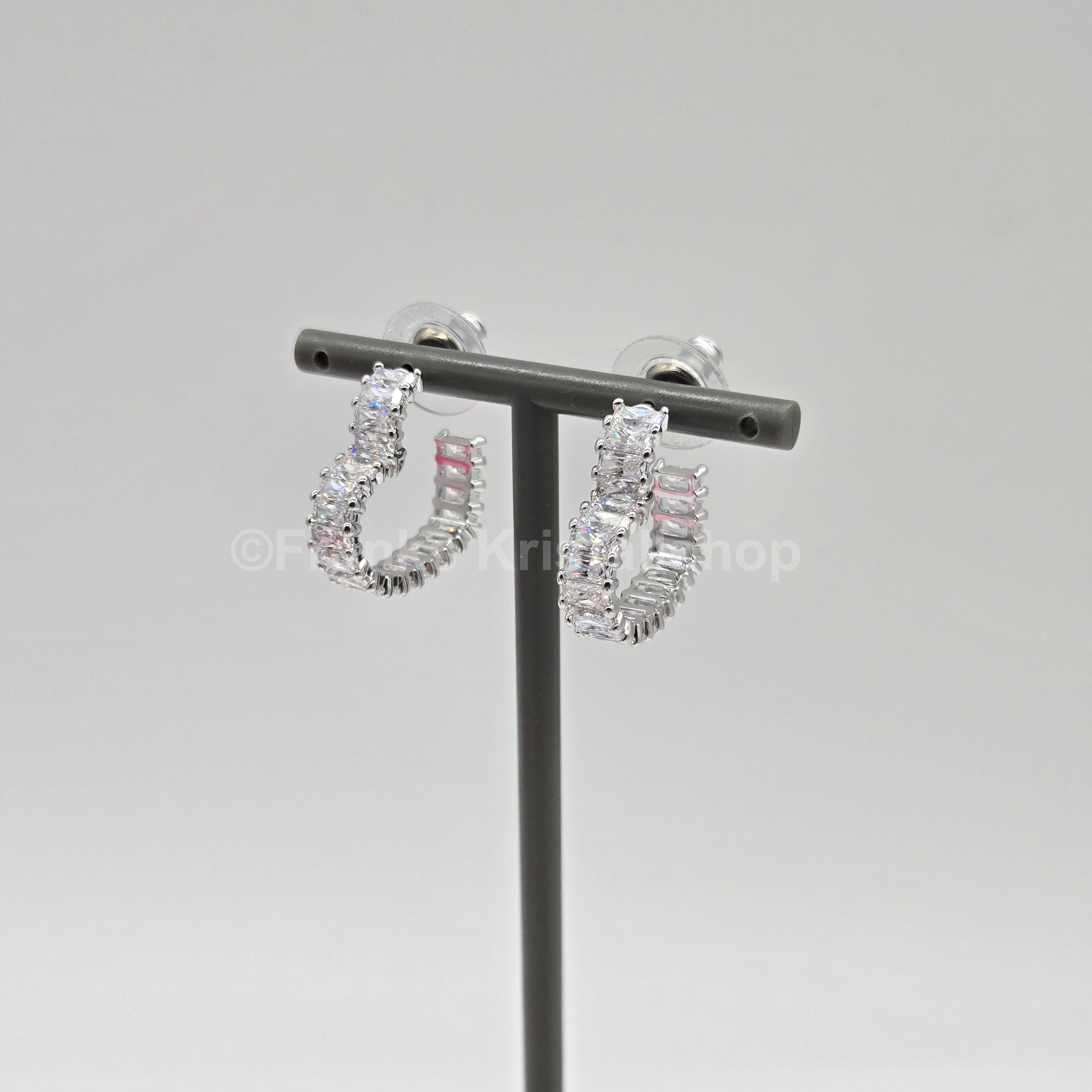 Swarovski Matrix Kreolen Herz Ohrringe, Klein, Weiß, Rhodiniert 5653170