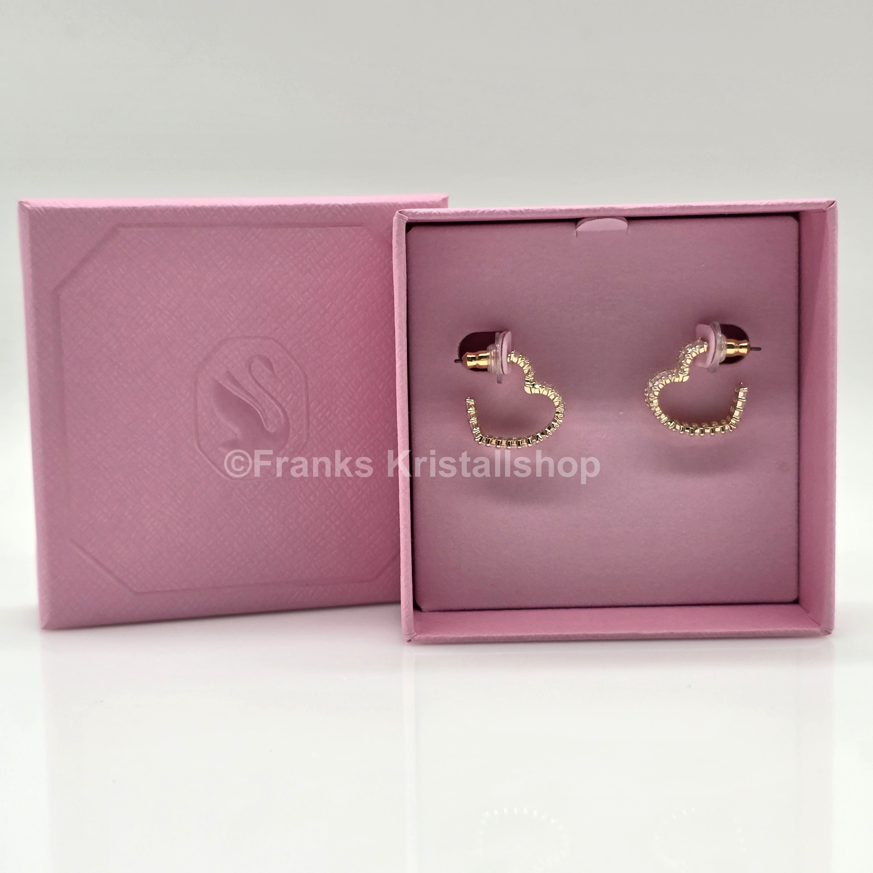 Swarovski Matrix Kreolen Herz Ohrringe, Klein, Weiß, Goldlegierungsschicht 5693512