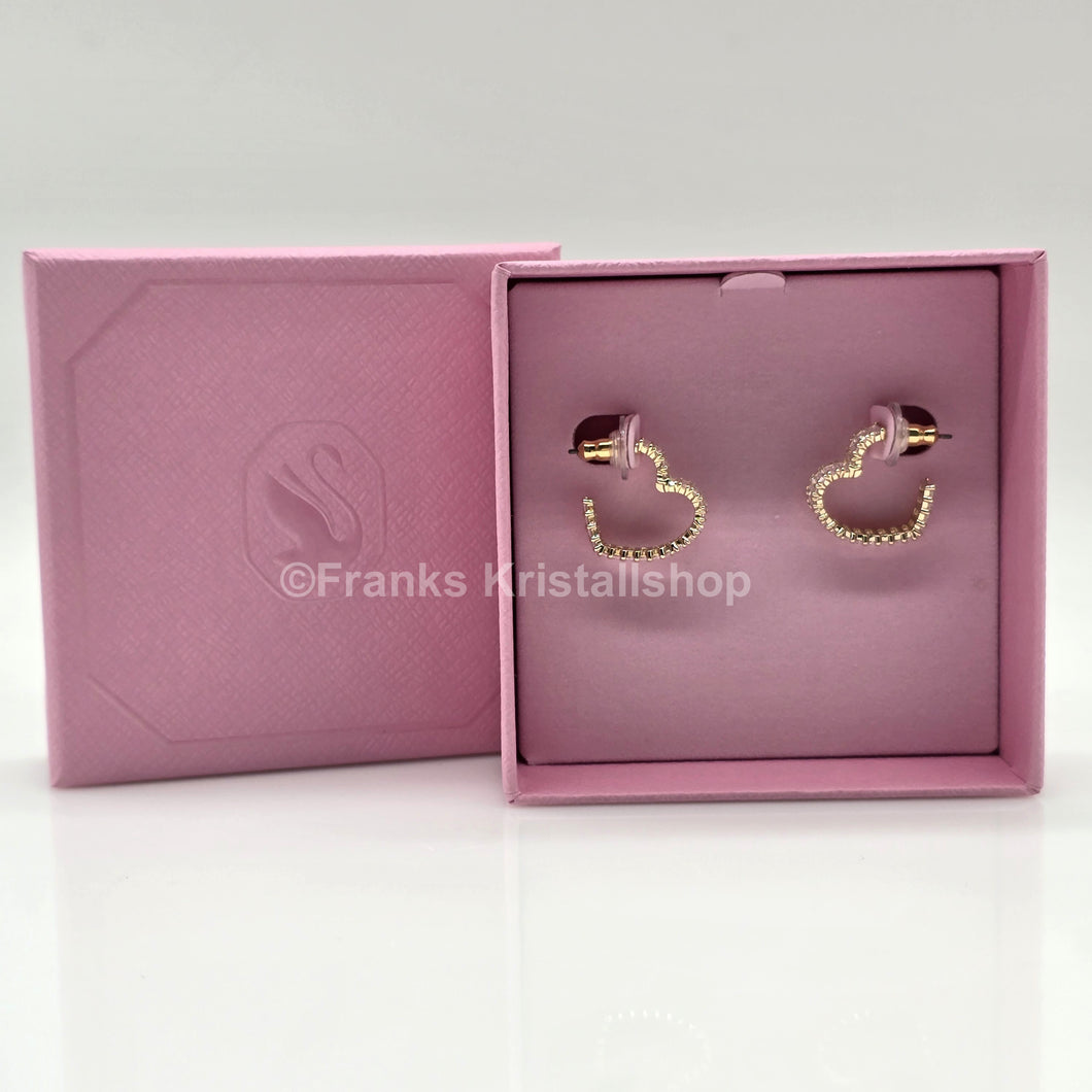 Swarovski Matrix Kreolen Herz Ohrringe, Klein, Weiß, Goldlegierungsschicht 5693512