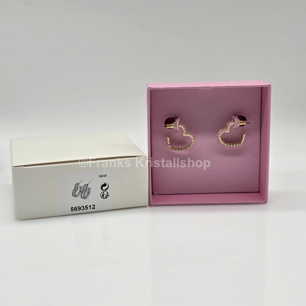 Swarovski Matrix Kreolen Herz Ohrringe, Klein, Weiß, Goldlegierungsschicht 5693512