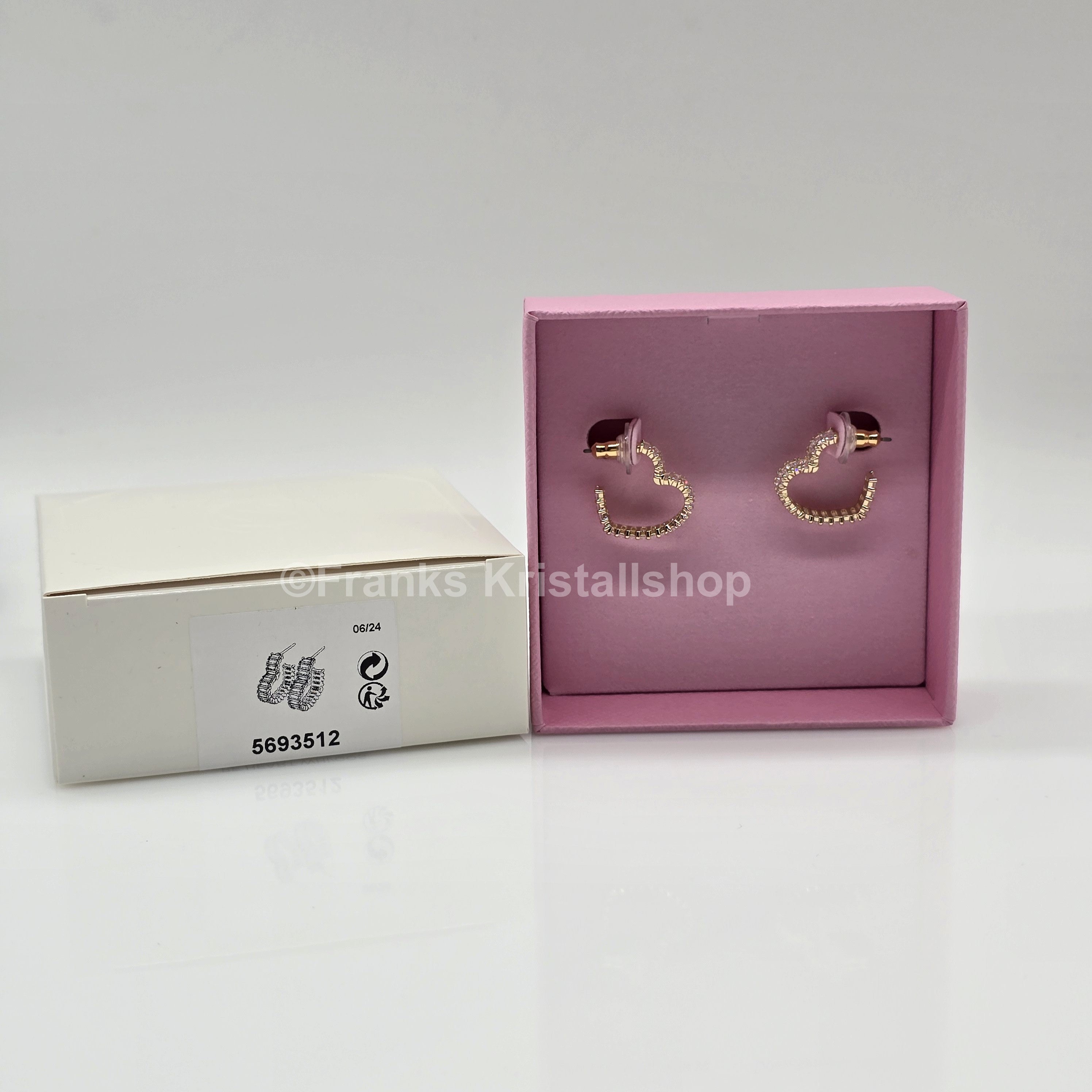 Swarovski Matrix Kreolen Herz Ohrringe, Klein, Weiß, Goldlegierungsschicht 5693512