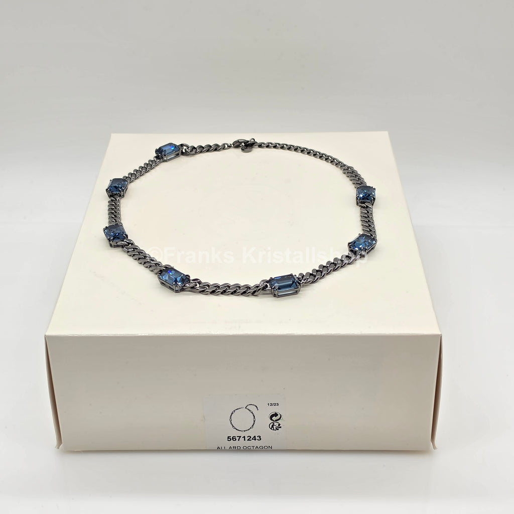 SWAROVSKI Millenia Halskette Octagon, Blau, Schwarz, Rhodiniert 5671243