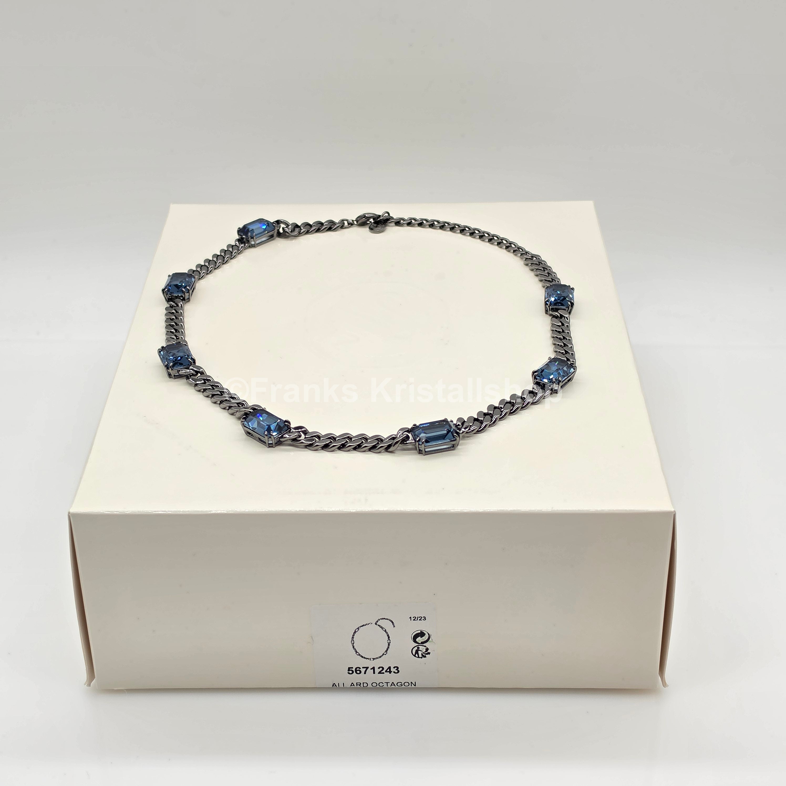 SWAROVSKI Millenia Halskette Octagon, Blau, Schwarz, Rhodiniert 5671243