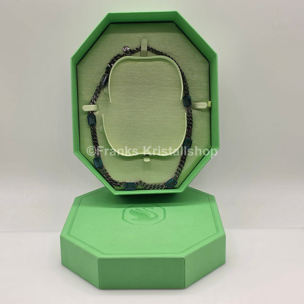 SWAROVSKI Millenia Halskette Octagon, Blau, Schwarz, Rhodiniert 5671243