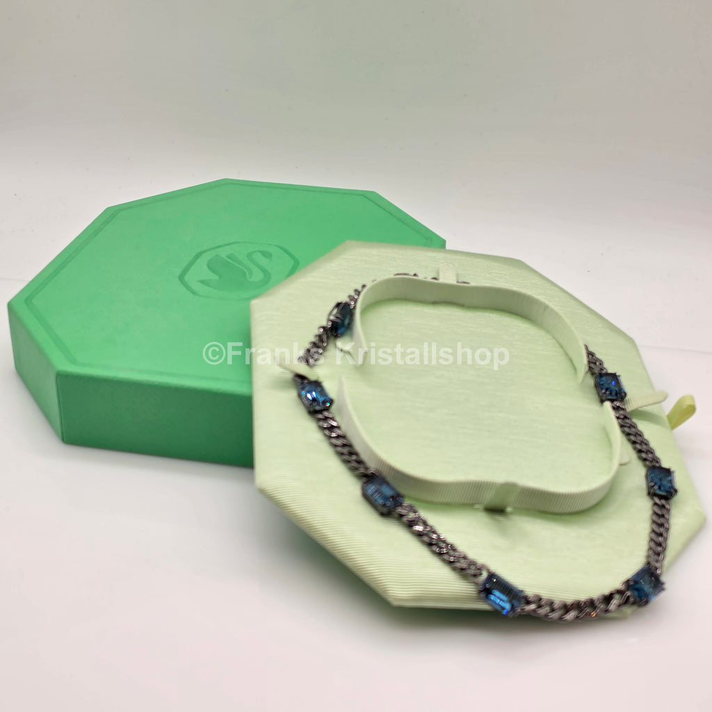 SWAROVSKI Millenia Halskette Octagon, Blau, Schwarz, Rhodiniert 5671243