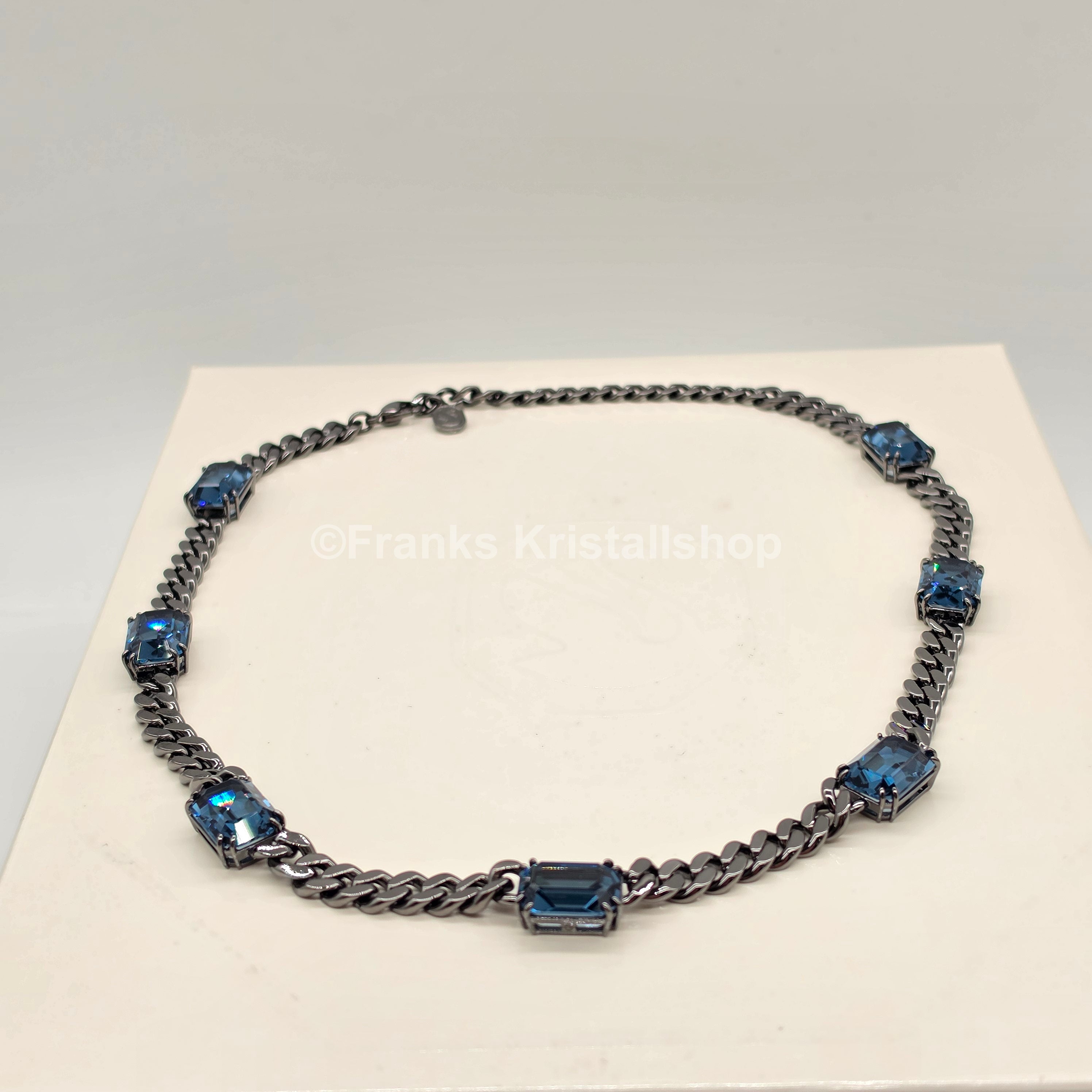 SWAROVSKI Millenia Halskette Octagon, Blau, Schwarz, Rhodiniert 5671243
