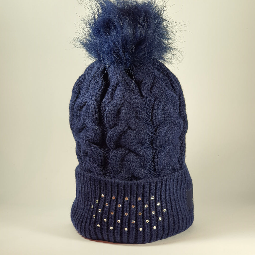 SWAROVSKI Blaue Mütze Pudelmütze Strickmütze 5458074