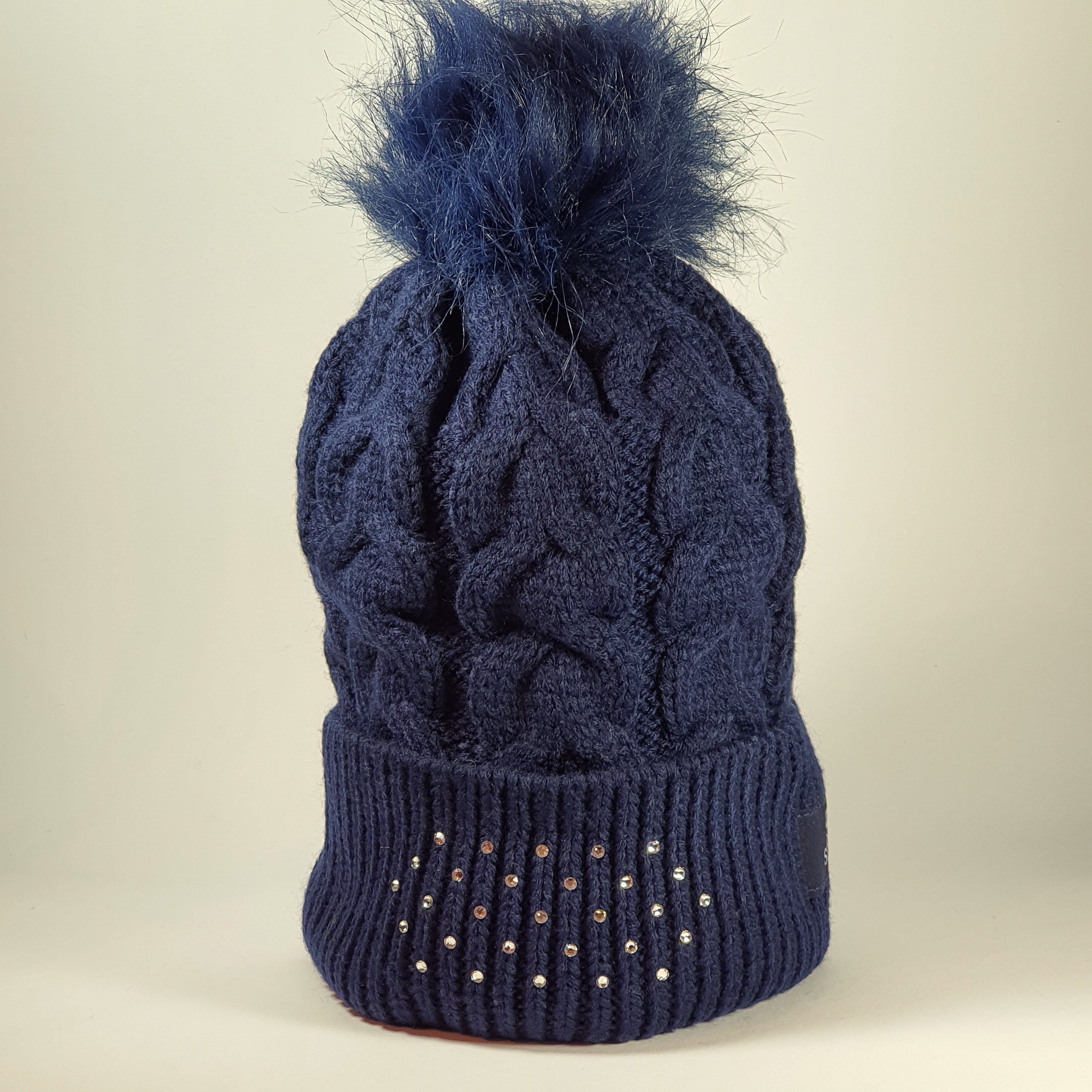 SWAROVSKI Blaue Mütze Pudelmütze Strickmütze 5458074