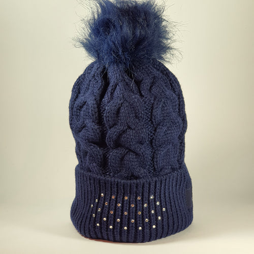 SWAROVSKI Blaue Mütze Pudelmütze Strickmütze 5458074