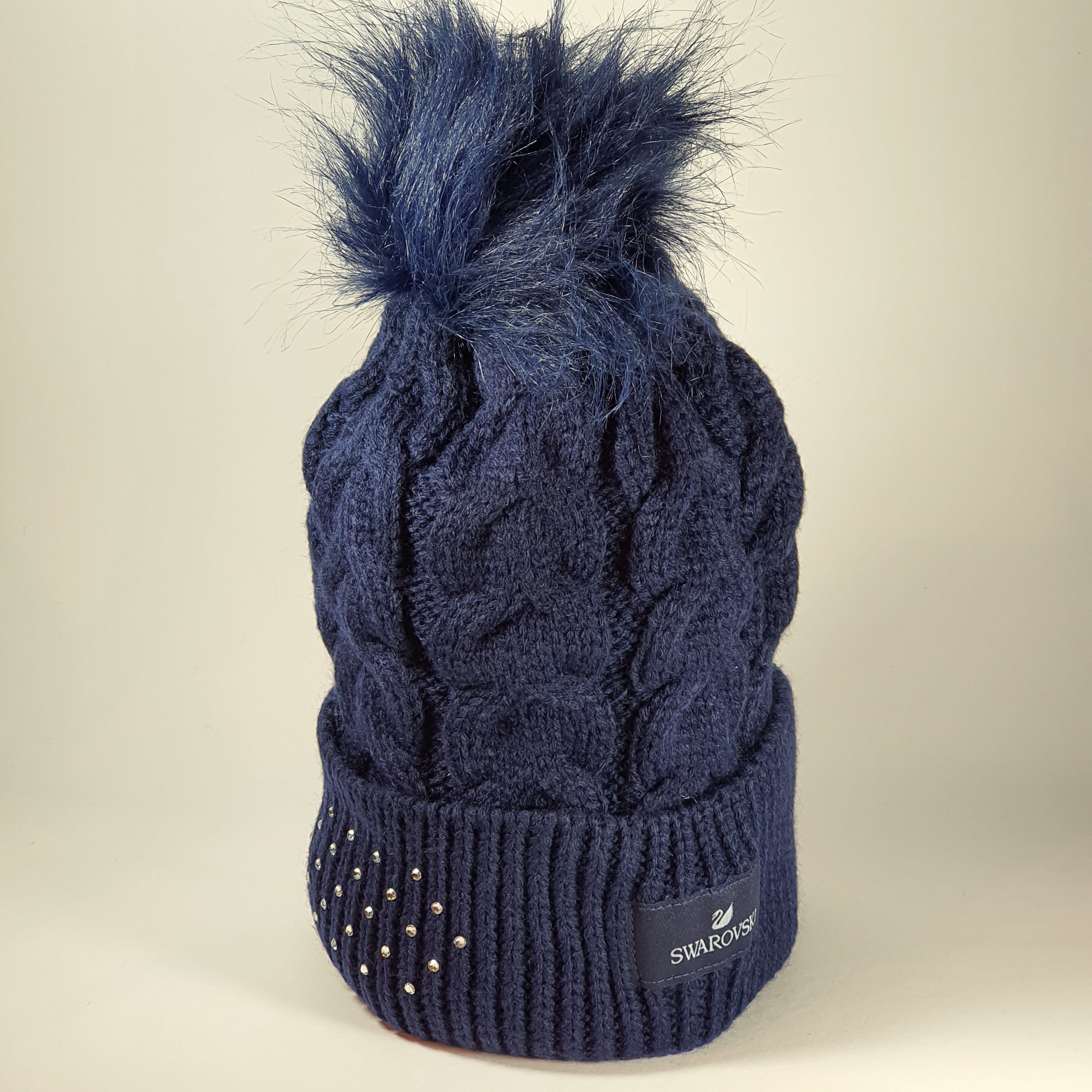 SWAROVSKI Blaue Mütze Pudelmütze Strickmütze 5458074