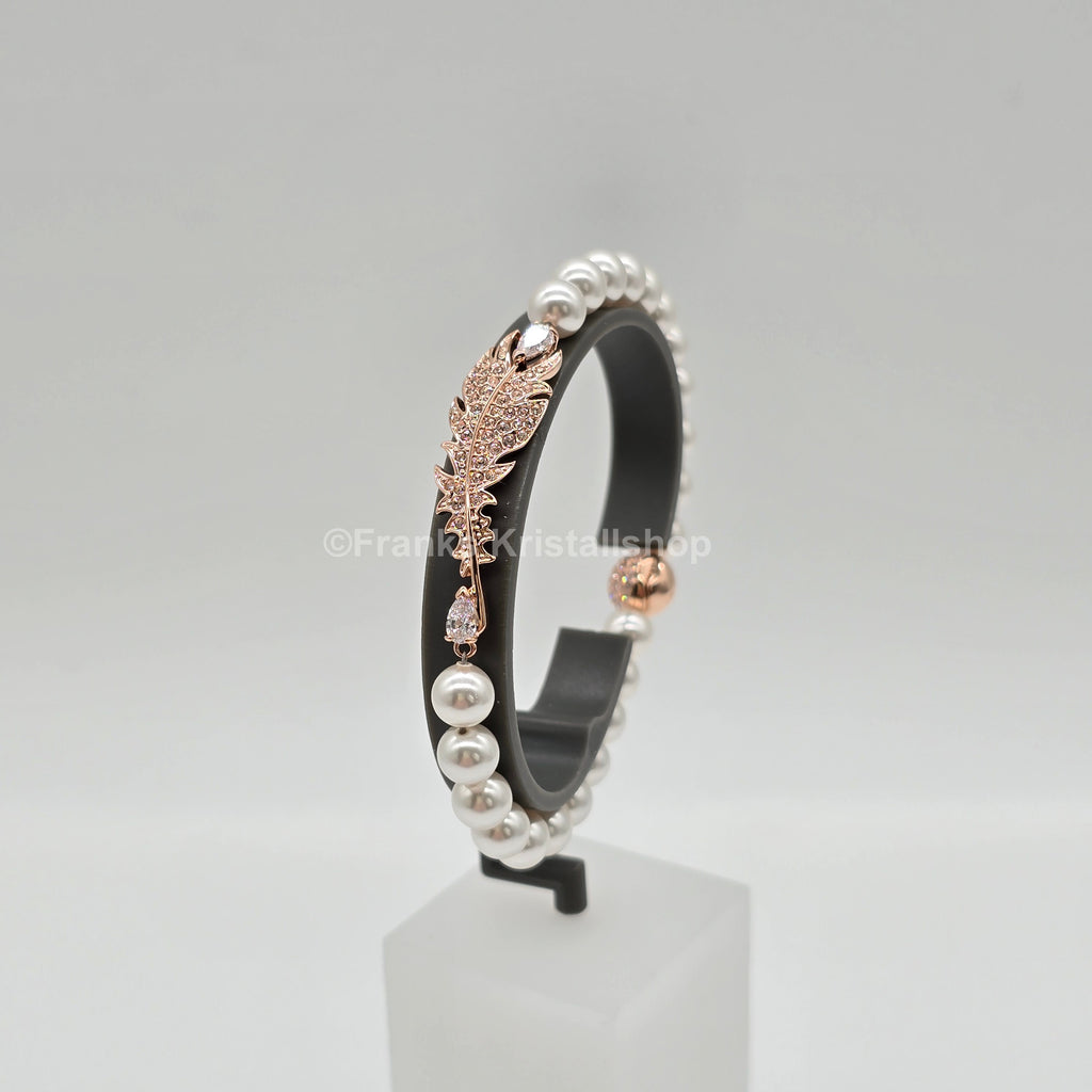 SWAROVSKI Nice Feder Armband Perlen Größe L Roségoldlegierung 5663481