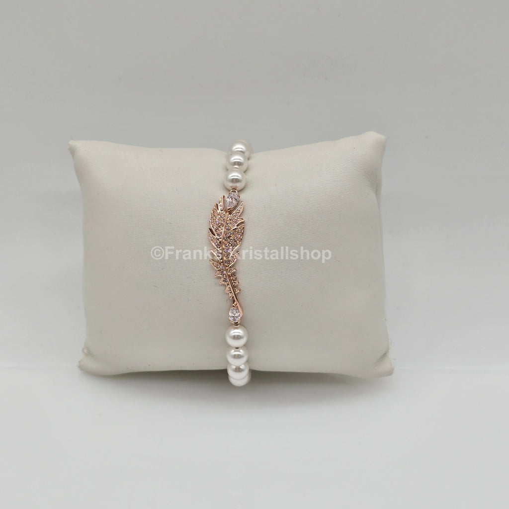 SWAROVSKI Nice Feder Armband Perlen Größe L Roségoldlegierung 5663481