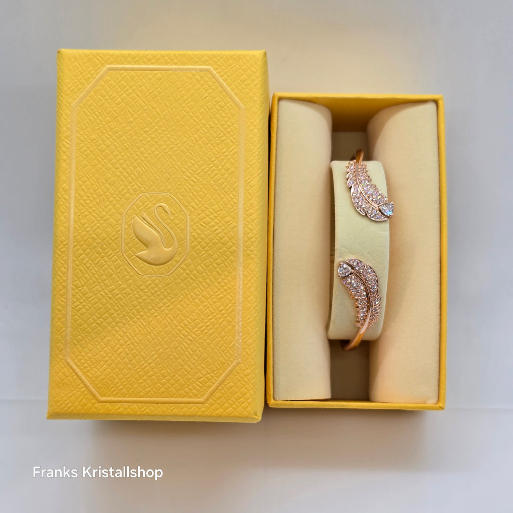 SWAROVSKI Nice Feder Armreif Größe M Weiß, Roségold-Legierungsschicht 5663478
