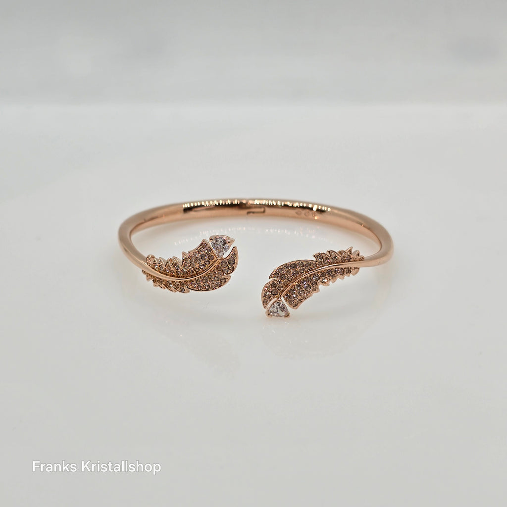SWAROVSKI Nice Feder Armreif Größe M Weiß, Roségold-Legierungsschicht 5663478