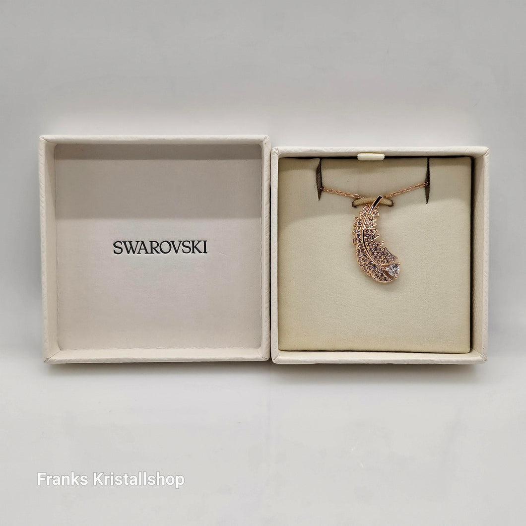 SWAROVSKI Nice Feder Halskette Weiß, Roségold-Legierungsschicht 5663483