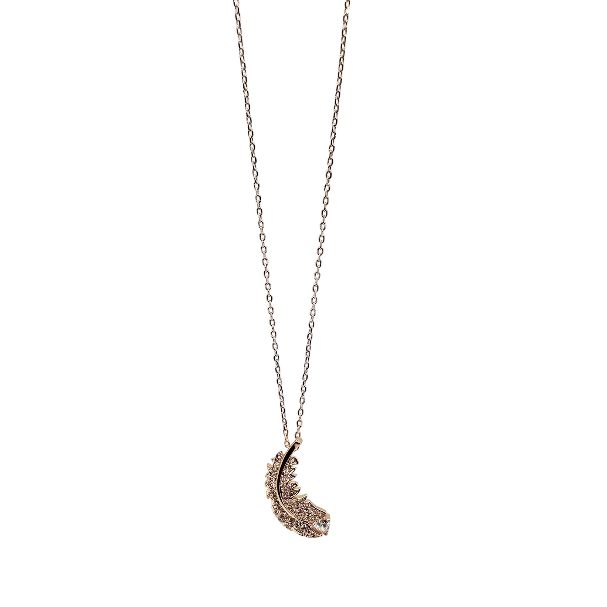 SWAROVSKI Idyllia Feder Halskette Weiß, Roségold-Legierungsschicht 5663483