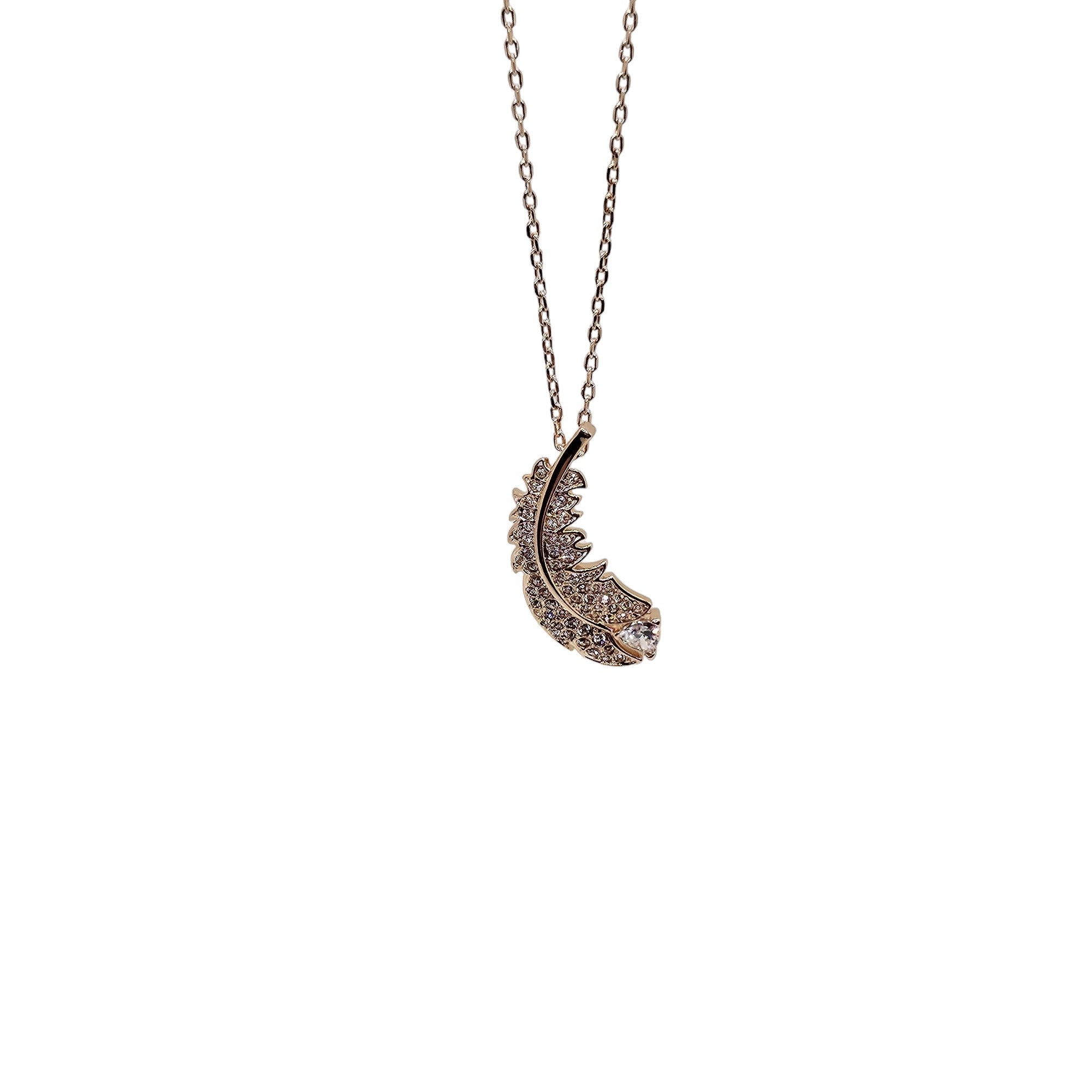 SWAROVSKI Idyllia Feder Halskette Weiß, Roségold-Legierungsschicht 5663483