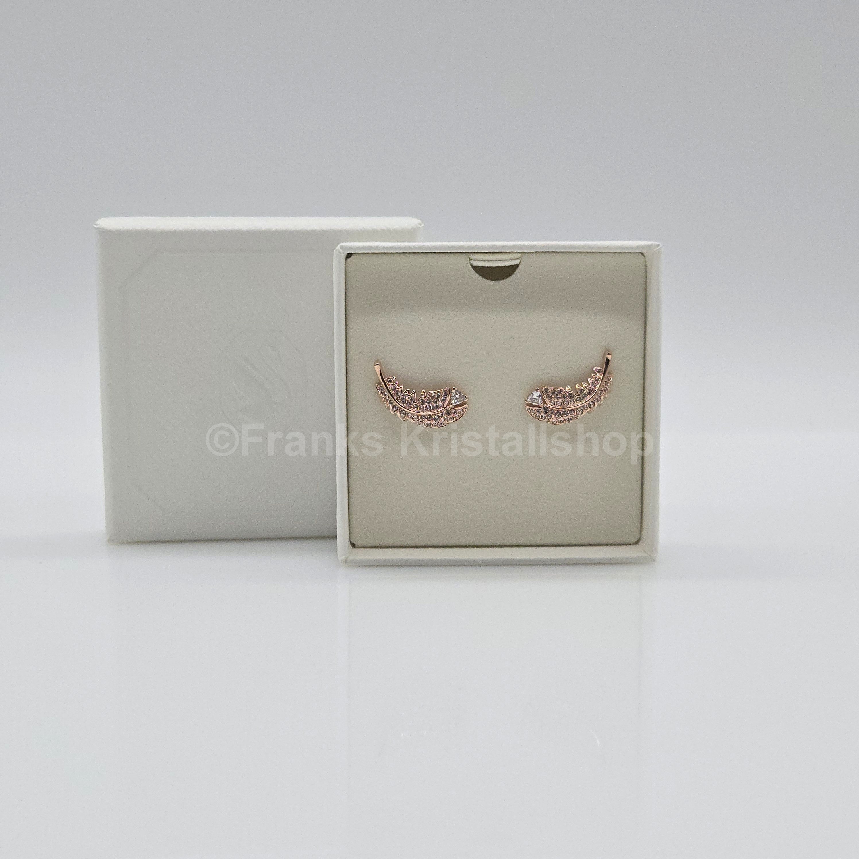 SWAROVSKI Nice Feder Ohrstecker Weiß, Roségold-Legierungsschicht 5663490