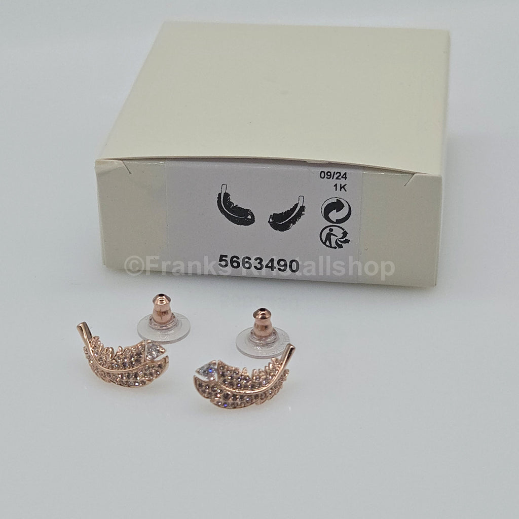 SWAROVSKI Nice Feder Ohrstecker Weiß, Roségold-Legierungsschicht 5663490