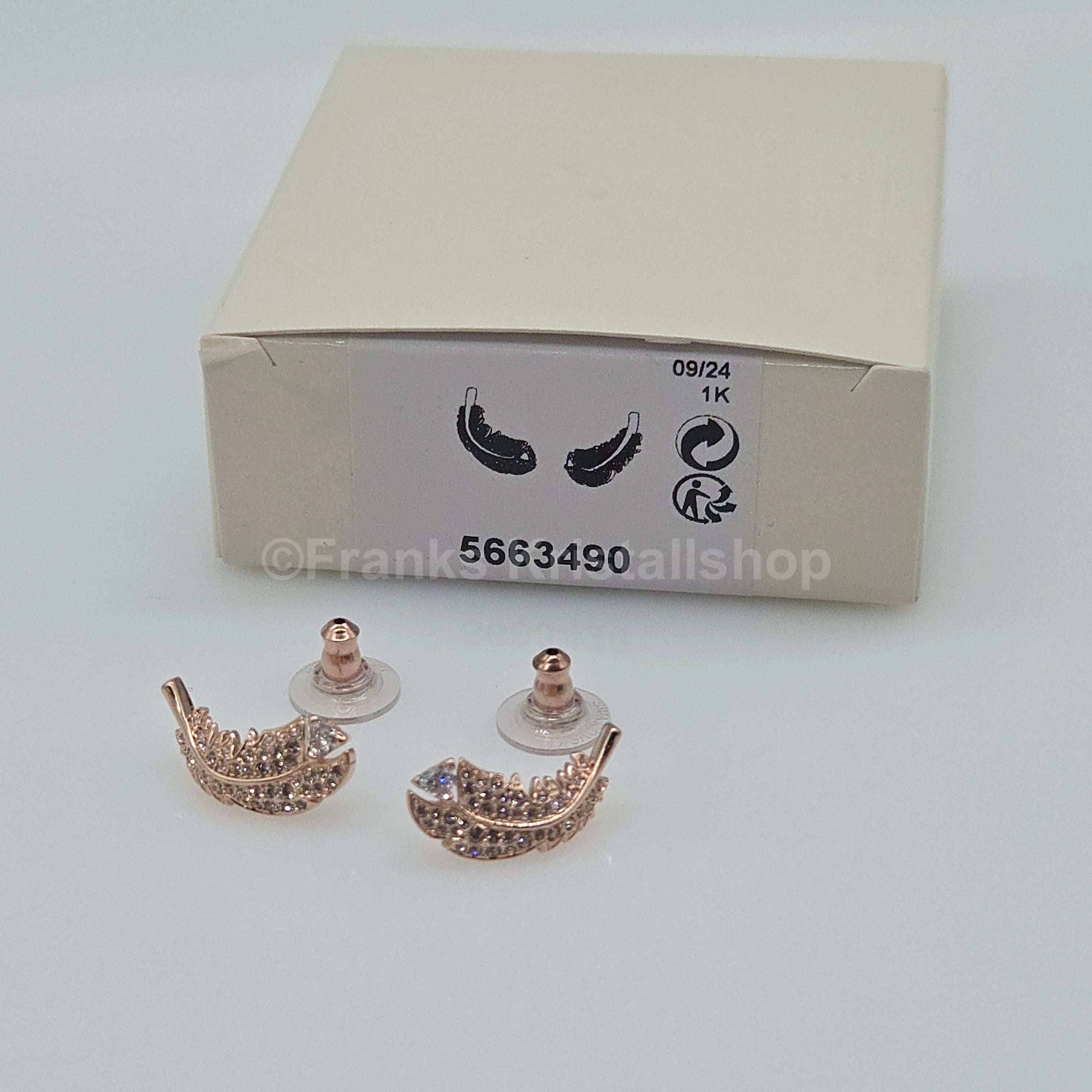SWAROVSKI Nice Feder Ohrstecker Weiß, Roségold-Legierungsschicht 5663490