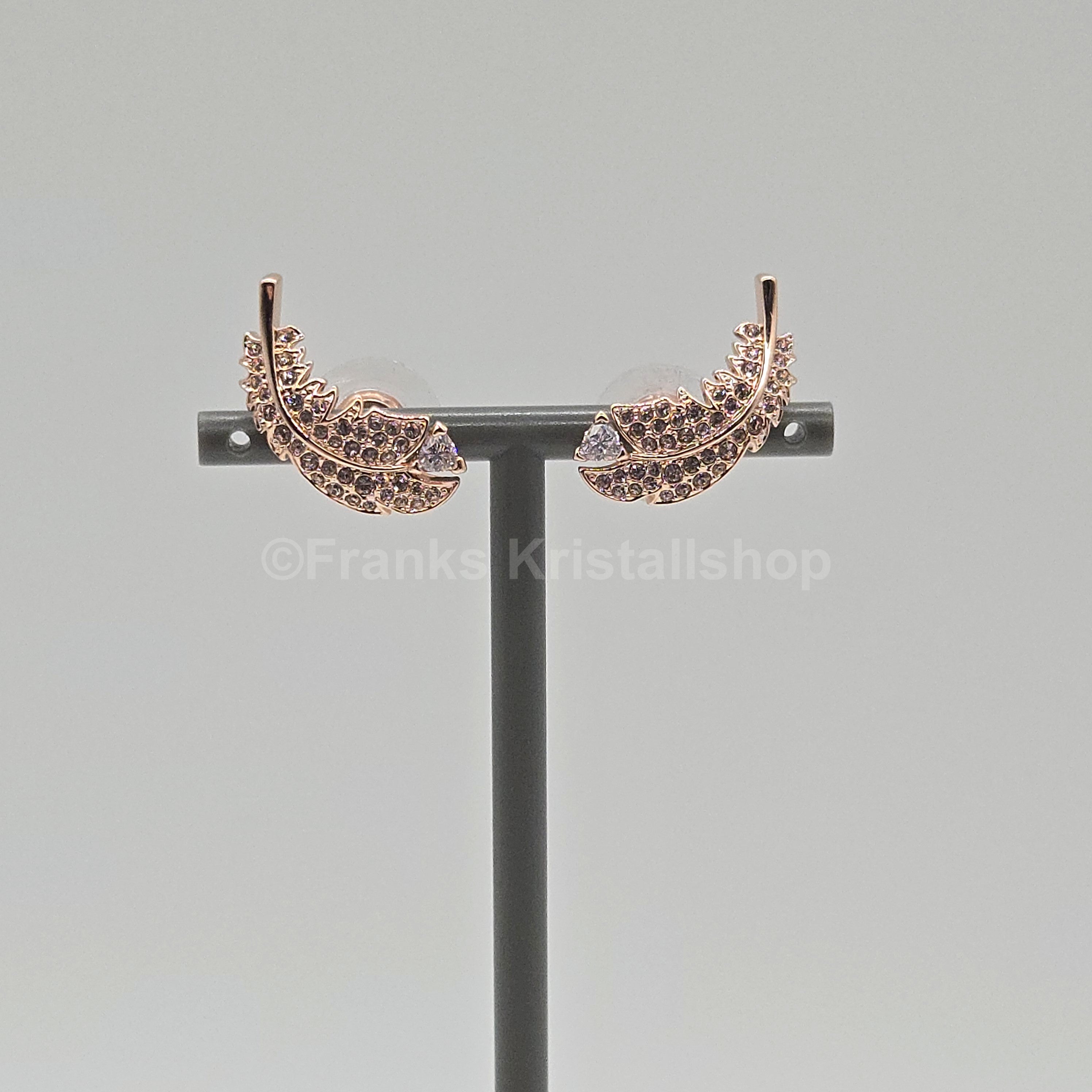 SWAROVSKI Nice Feder Ohrstecker Weiß, Roségold-Legierungsschicht 5663490