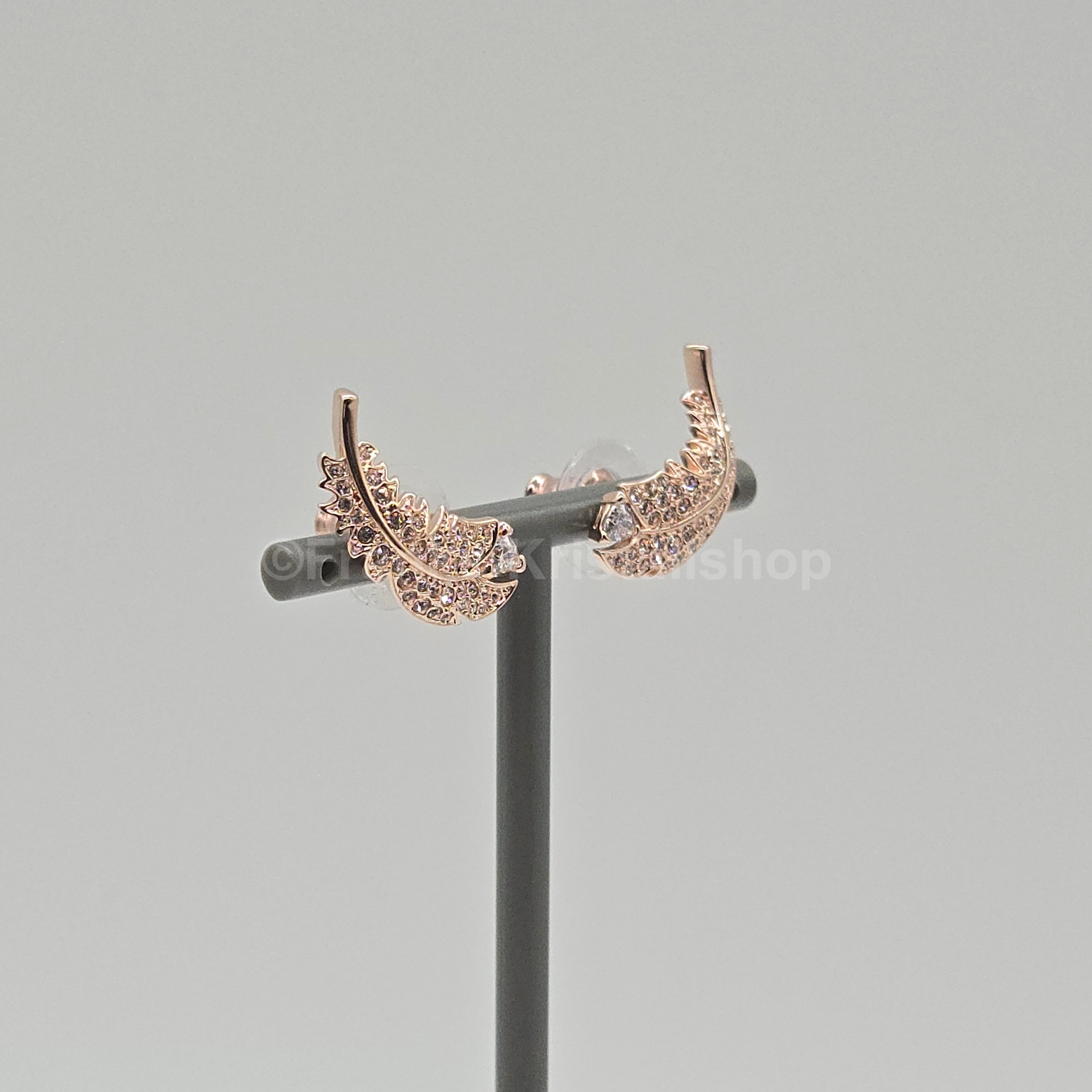 SWAROVSKI Nice Feder Ohrstecker Weiß, Roségold-Legierungsschicht 5663490