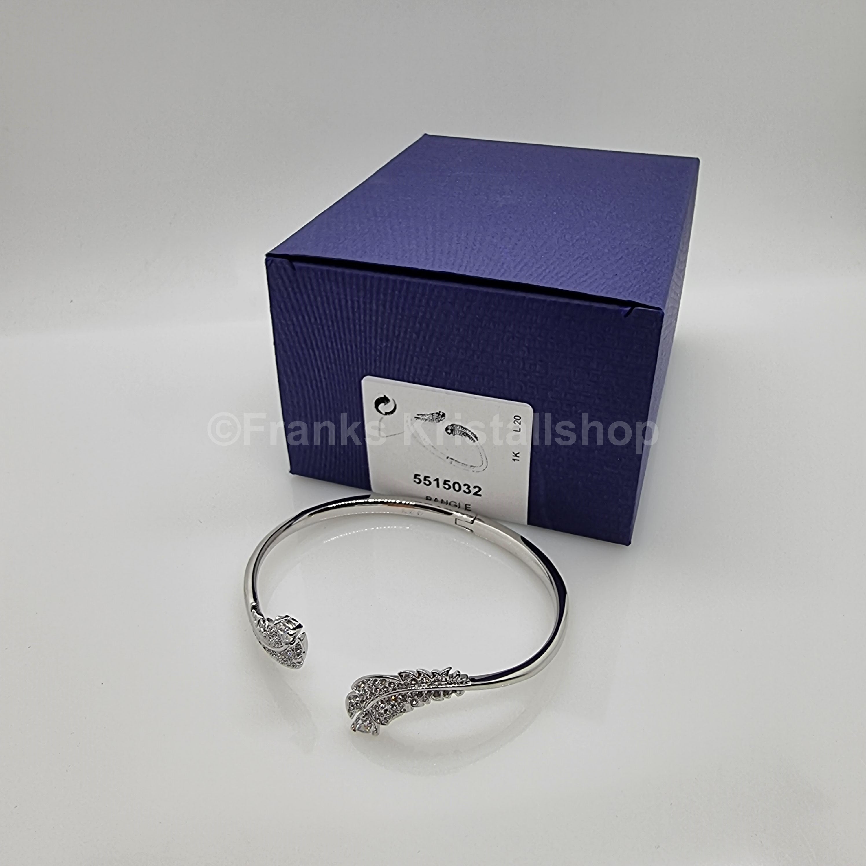 SWAROVSKI Nice Feder Armreif Größe L Weiß, Rhodiniert 5515032