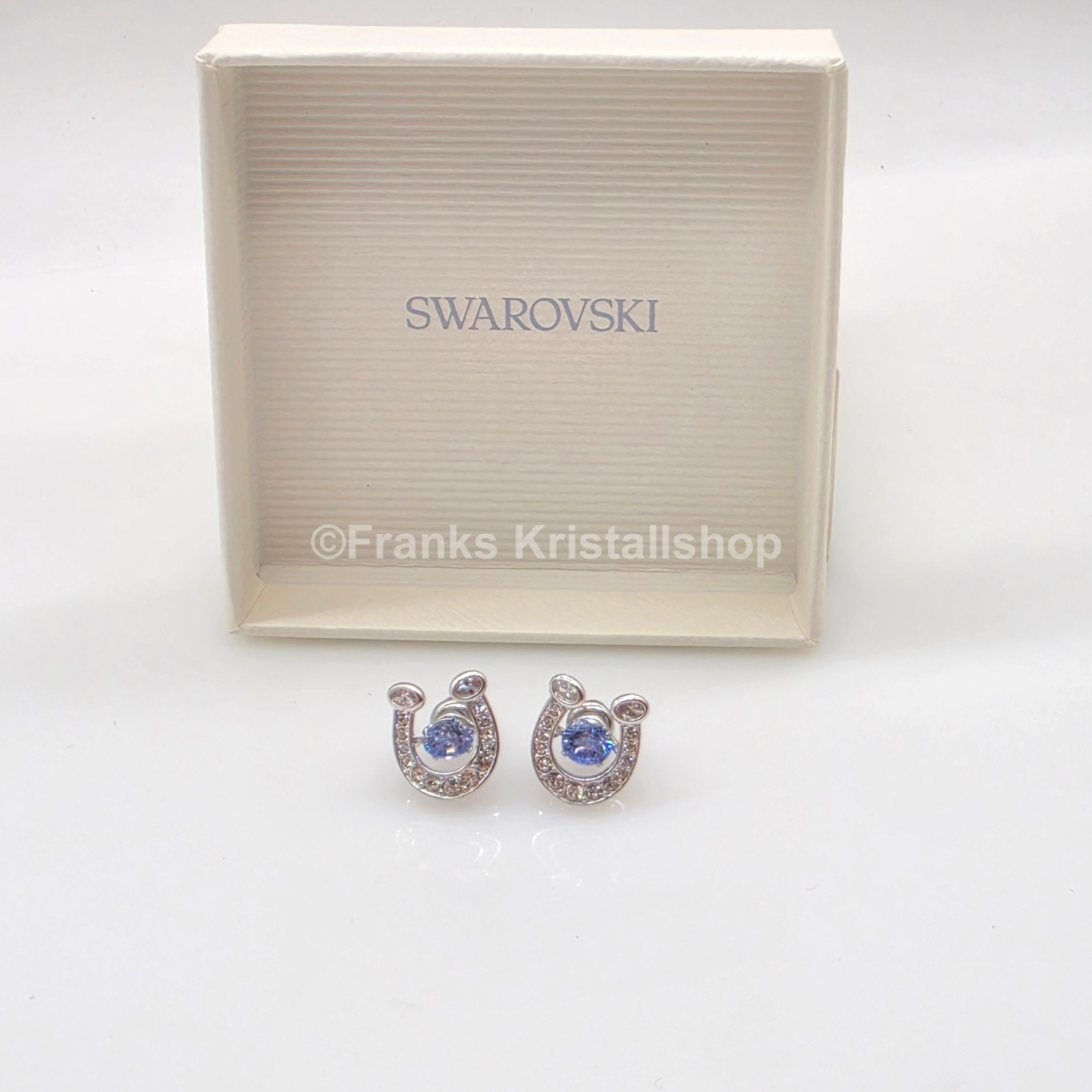 SWAROVSKI Ohrstecker Hufeisen Ohrringe, Blau, Rhodiniert 5746563