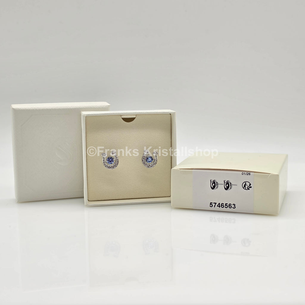 SWAROVSKI Ohrstecker Hufeisen Ohrringe, Blau, Rhodiniert 5746563