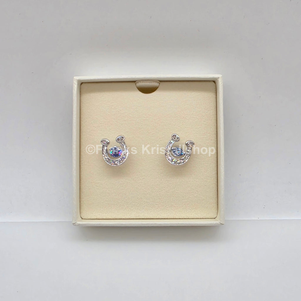 SWAROVSKI Ohrstecker Hufeisen Ohrringe, Blau, Rhodiniert 5746563