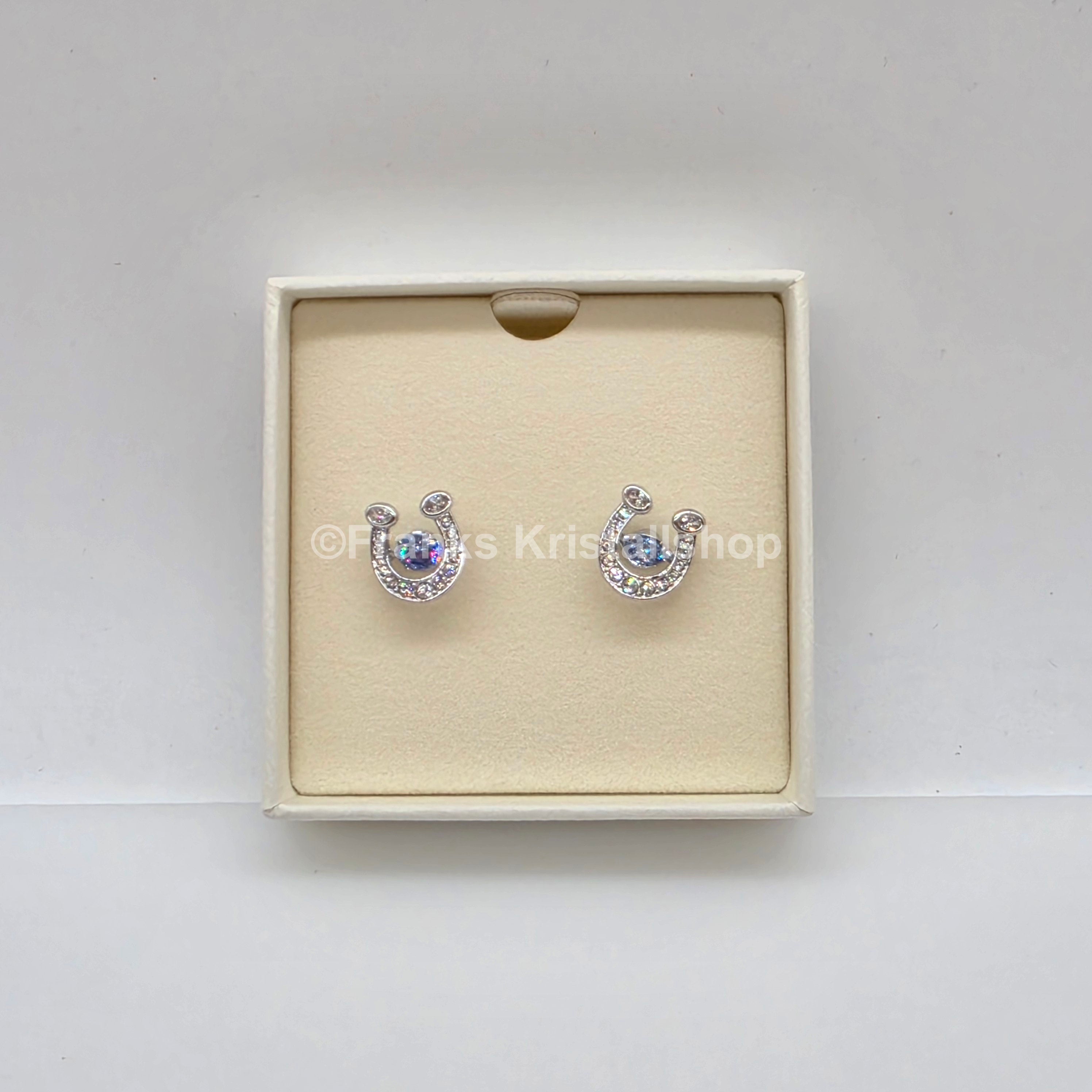SWAROVSKI Ohrstecker Hufeisen Ohrringe, Blau, Rhodiniert 5746563