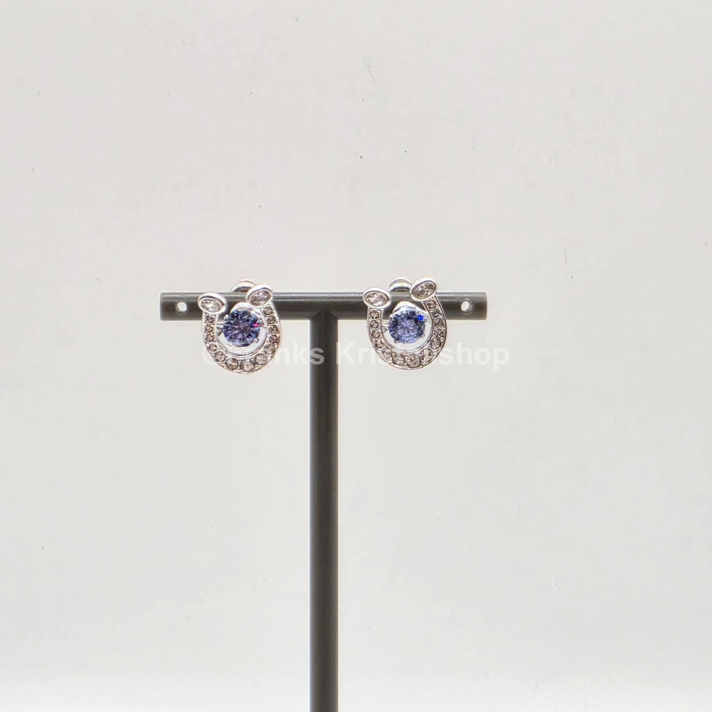 SWAROVSKI Ohrstecker Hufeisen Ohrringe, Blau, Rhodiniert 5746563