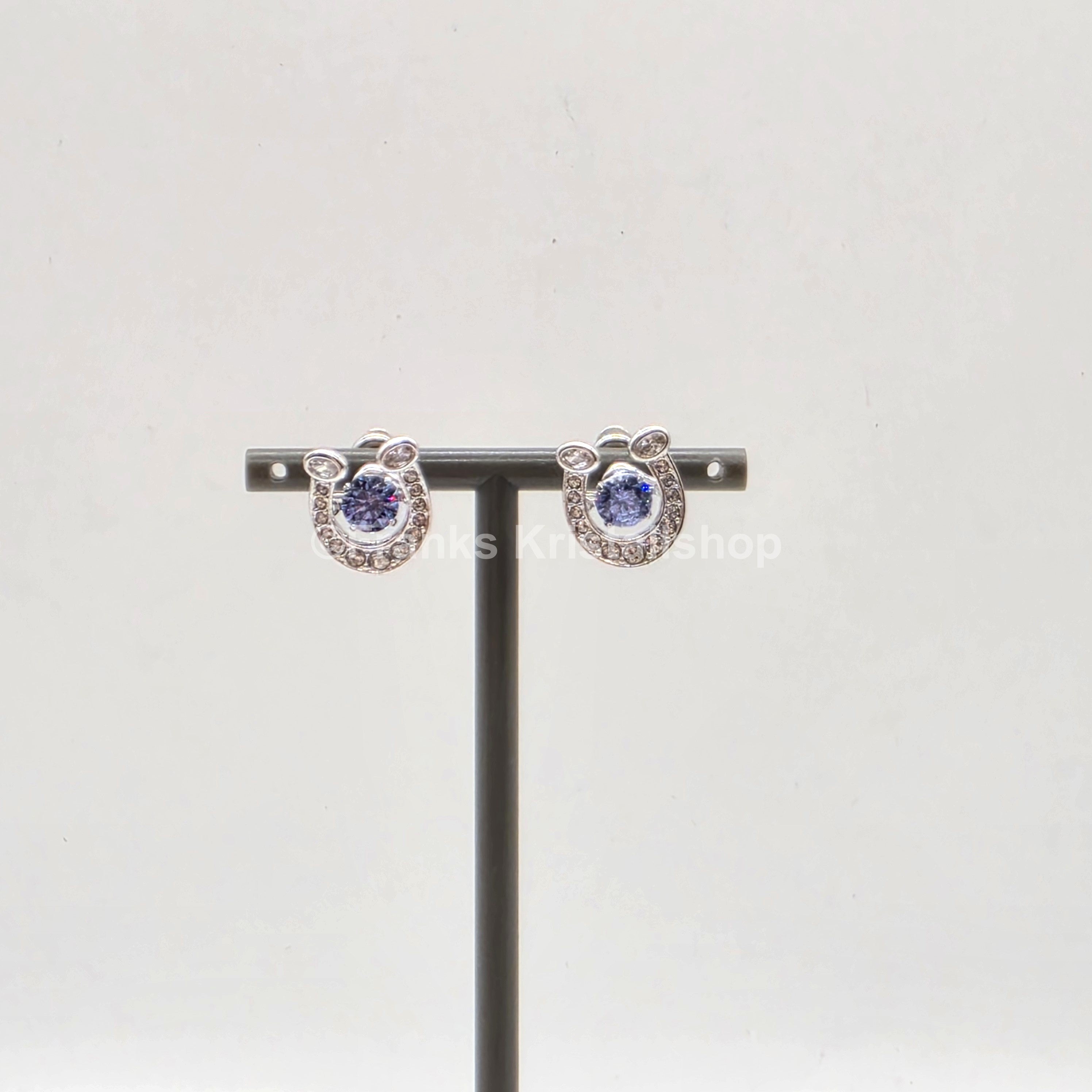 SWAROVSKI Ohrstecker Hufeisen Ohrringe, Blau, Rhodiniert 5746563