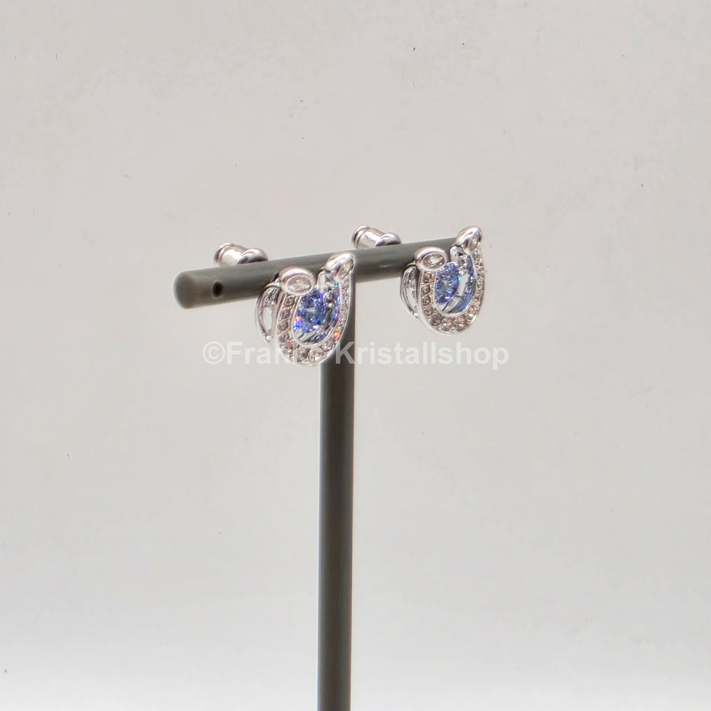 SWAROVSKI Ohrstecker Hufeisen Ohrringe, Blau, Rhodiniert 5746563
