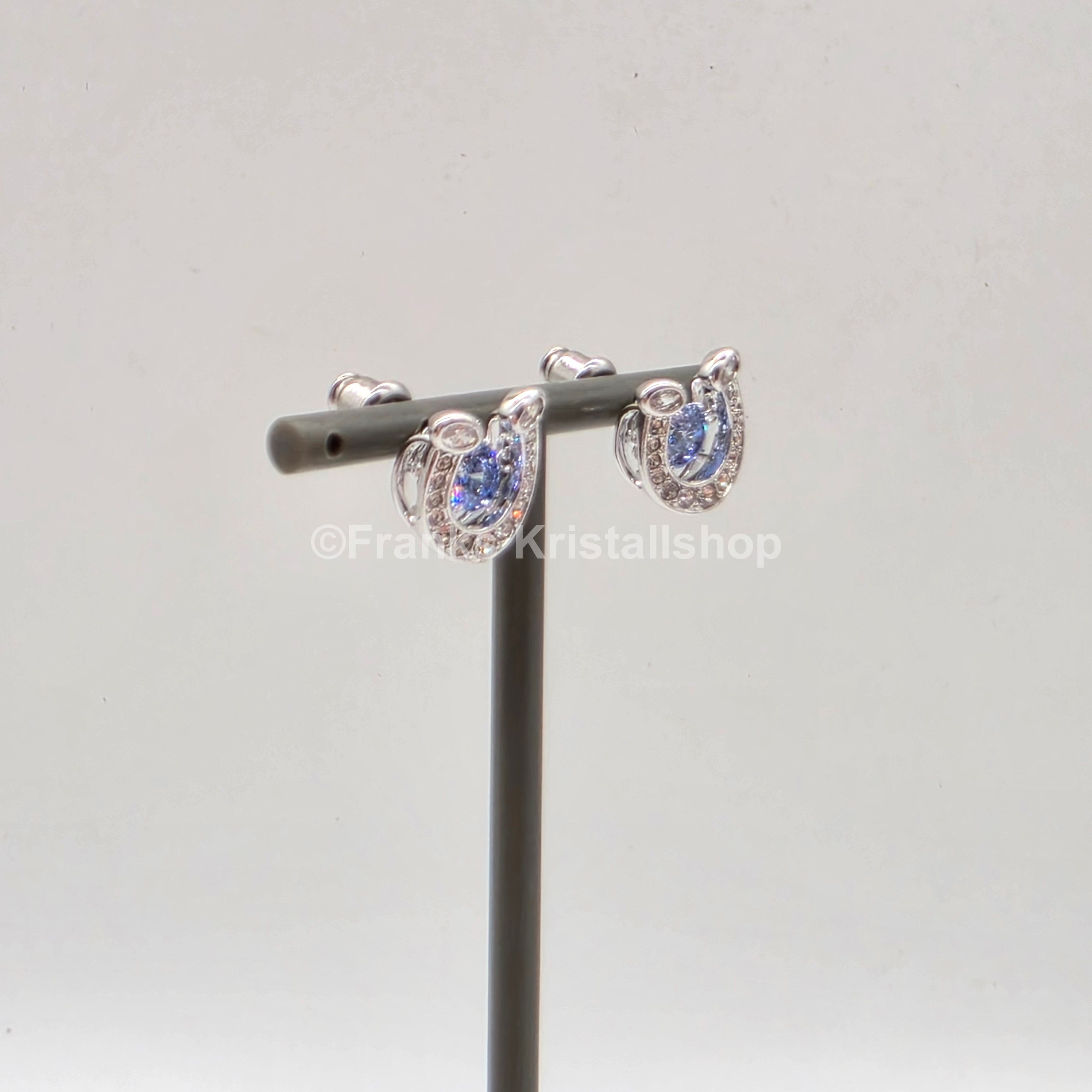 SWAROVSKI Ohrstecker Hufeisen Ohrringe, Blau, Rhodiniert 5746563
