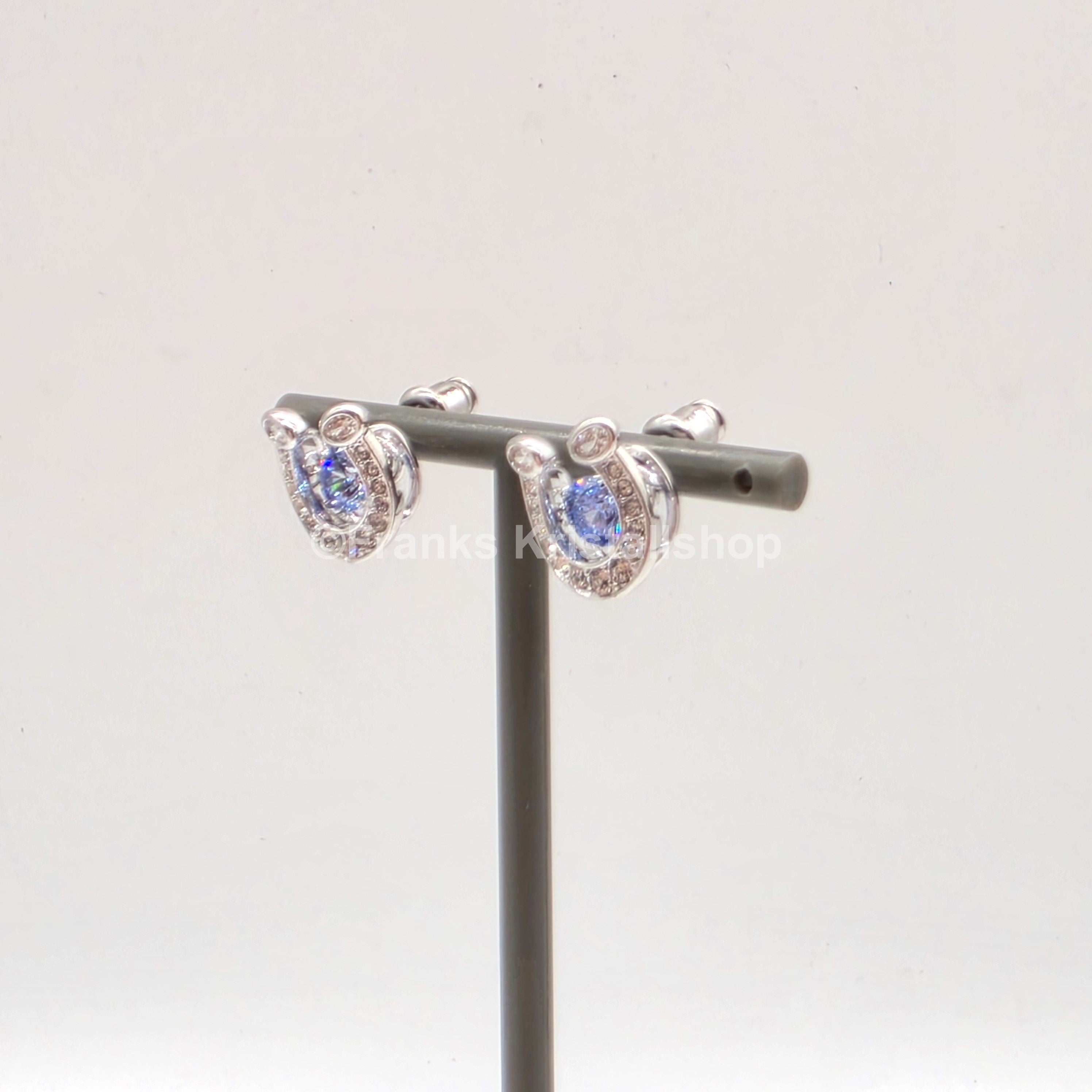 SWAROVSKI Ohrstecker Hufeisen Ohrringe, Blau, Rhodiniert 5746563