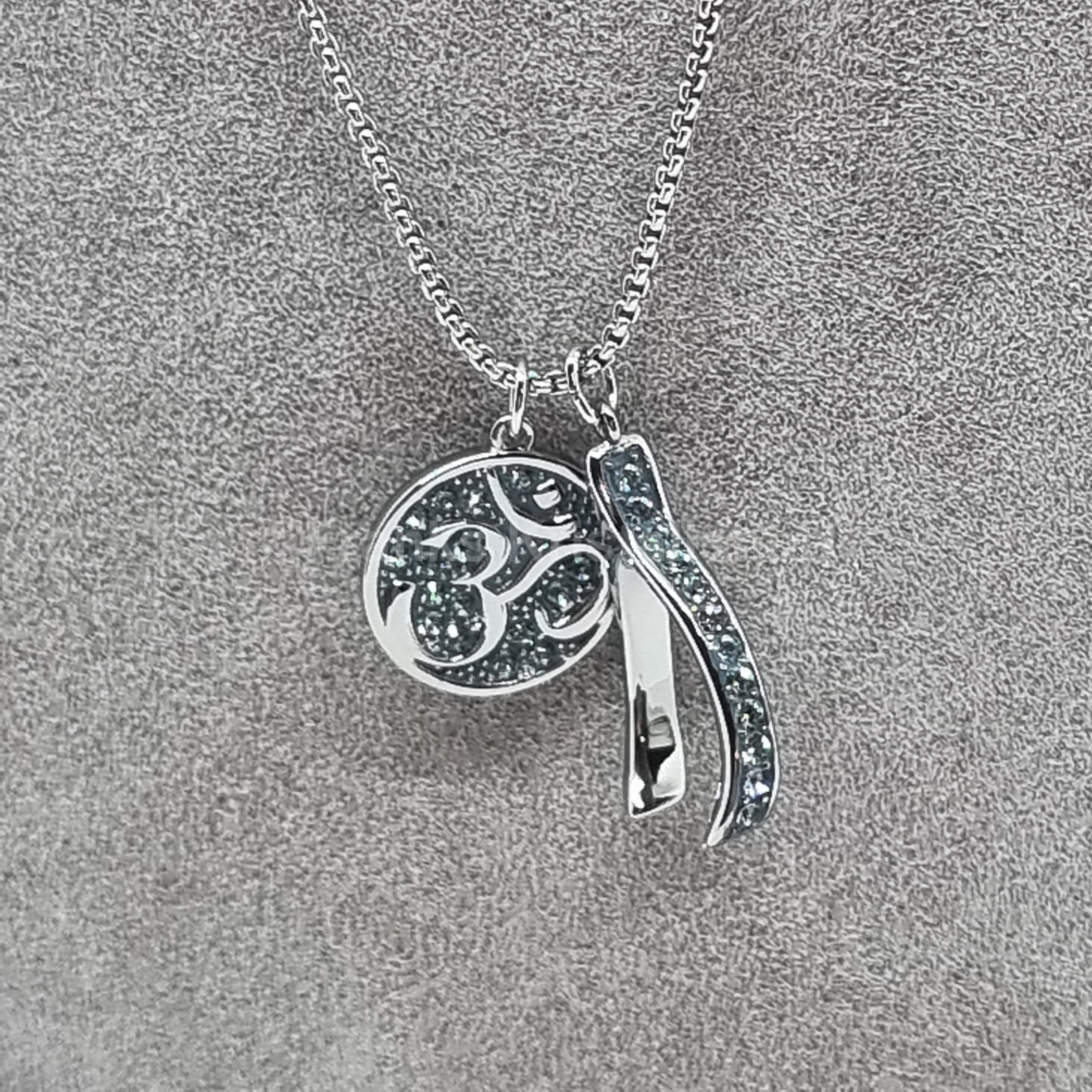 SWAROVSKI Om Halskette Glaube Buddha Blau, Rhodiniert 5535712