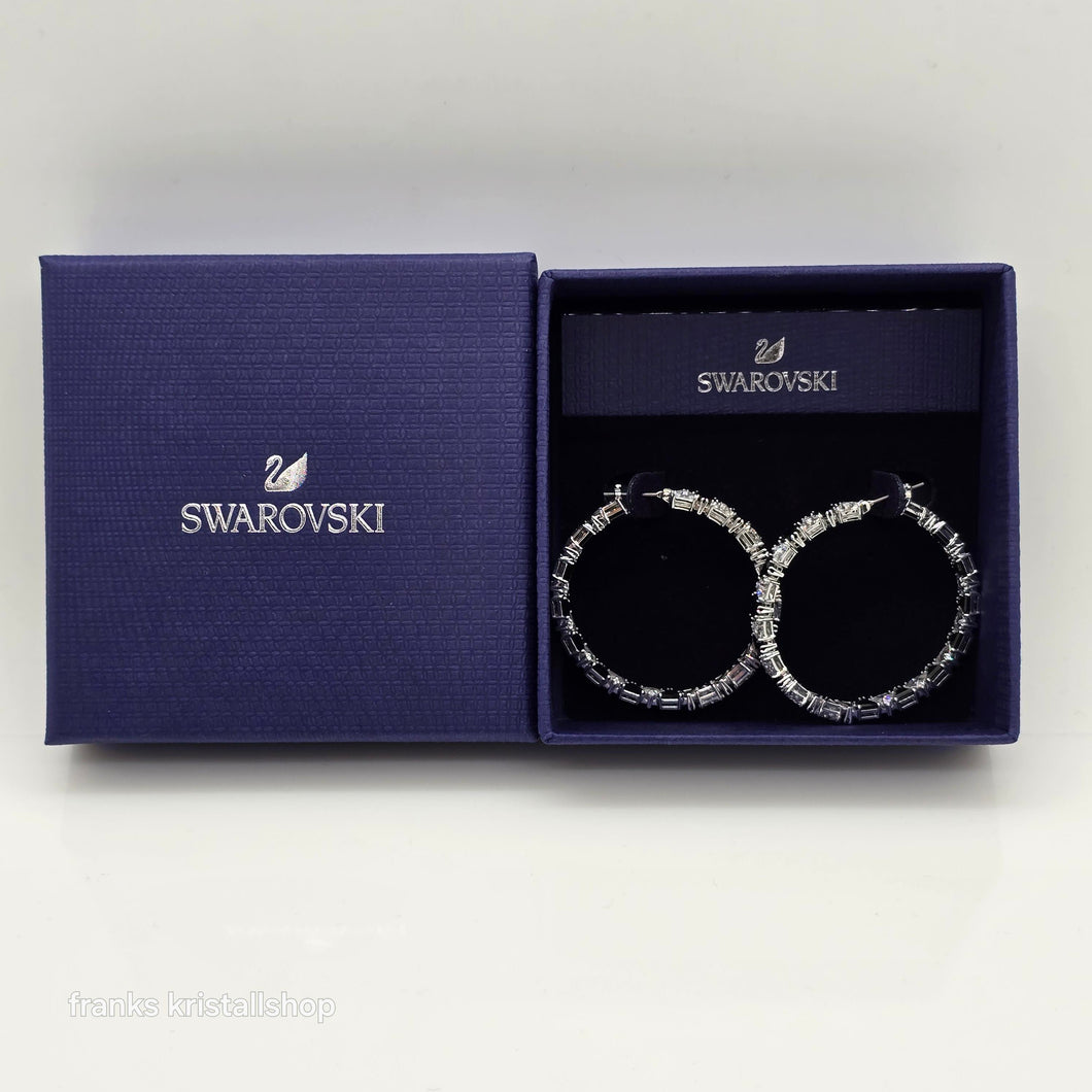 SWAROVSKI Ortyx Kreolen Schwarz/Weiß, Rhodiniert 5616911