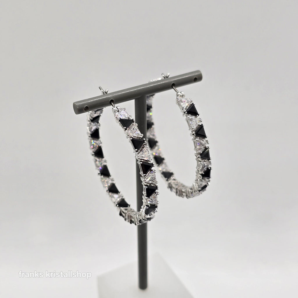 SWAROVSKI Ortyx Kreolen Schwarz/Weiß, Rhodiniert 5616911