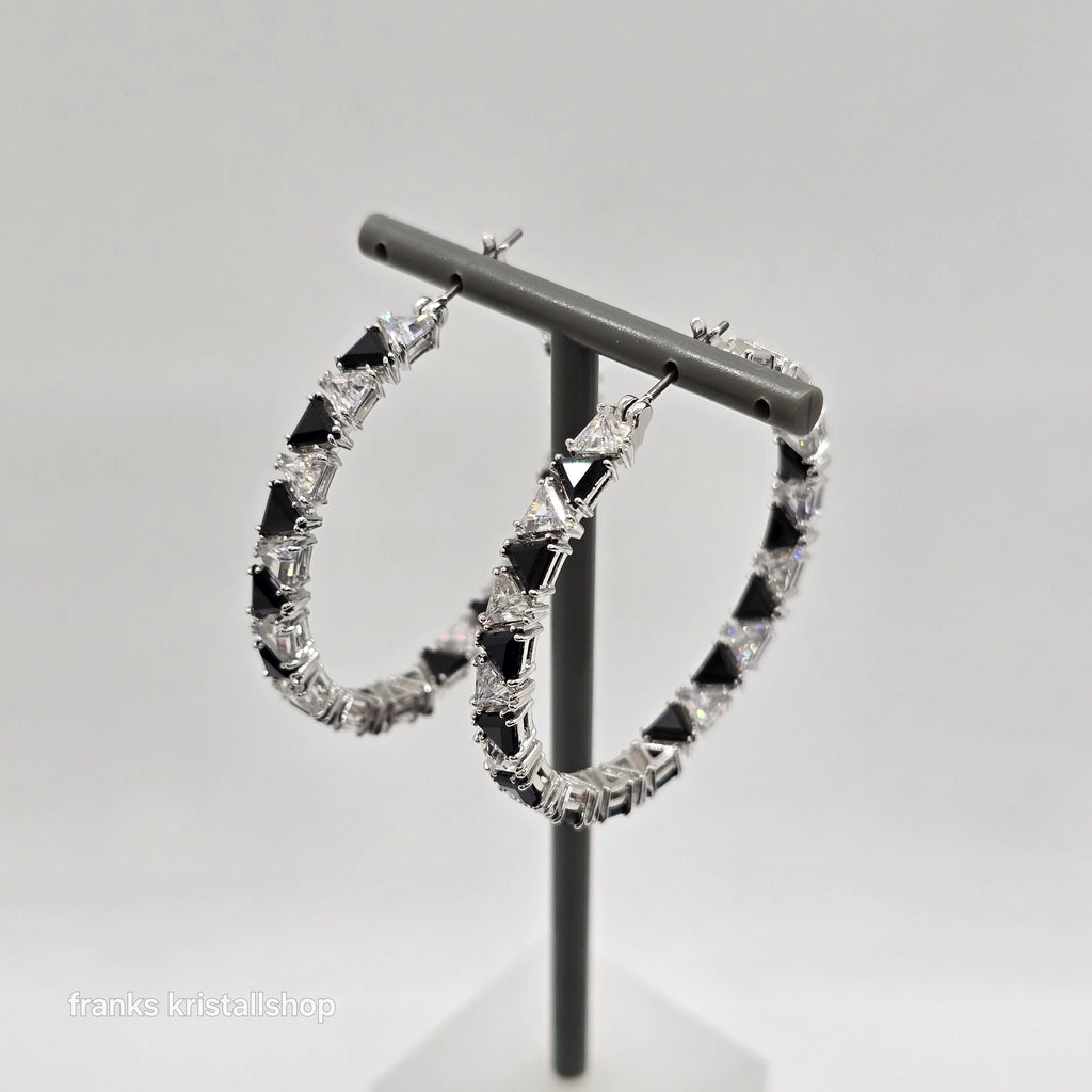 SWAROVSKI Ortyx Kreolen Schwarz/Weiß, Rhodiniert 5616911